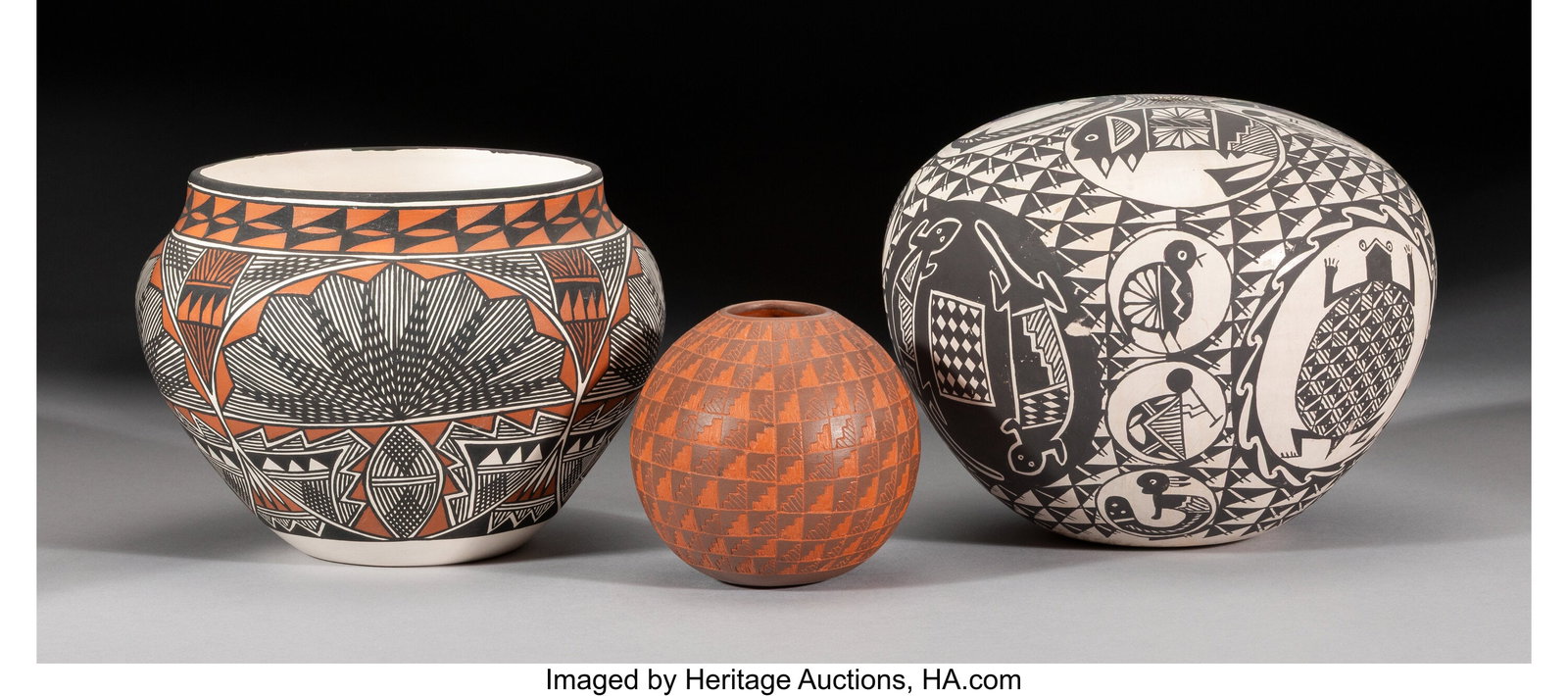 Three Contemporary Acoma Pottery Items c. 1975 (1 of 3)