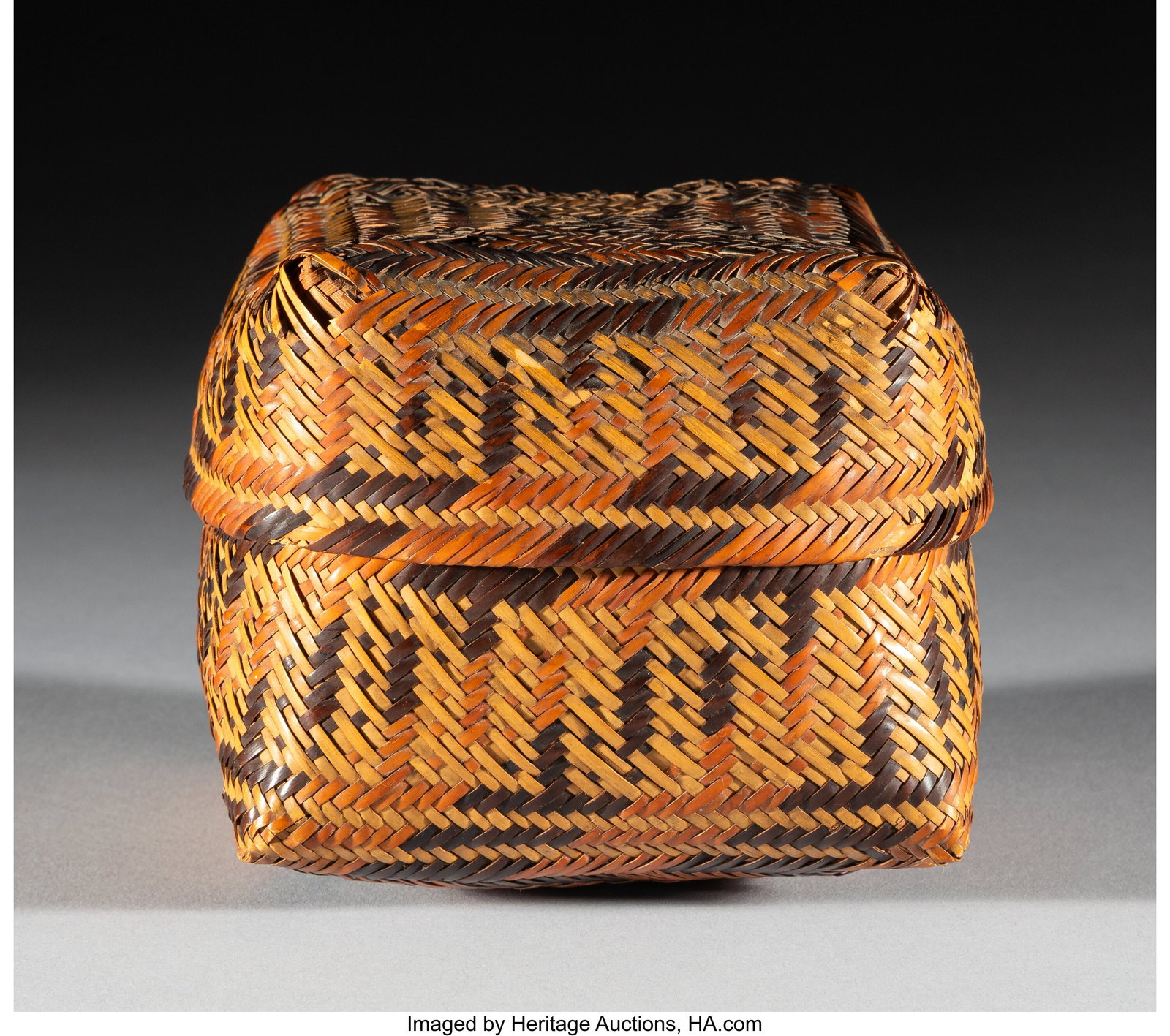 A Chitimacha Doubleweave Lidded Basket Height: (1 of 3)