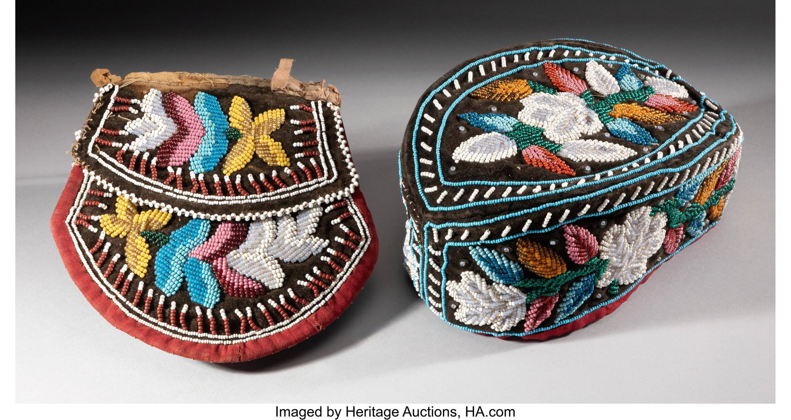 An Iroquois Beaded Cloth Pouch and Glengarry-Sty (1 of 2)