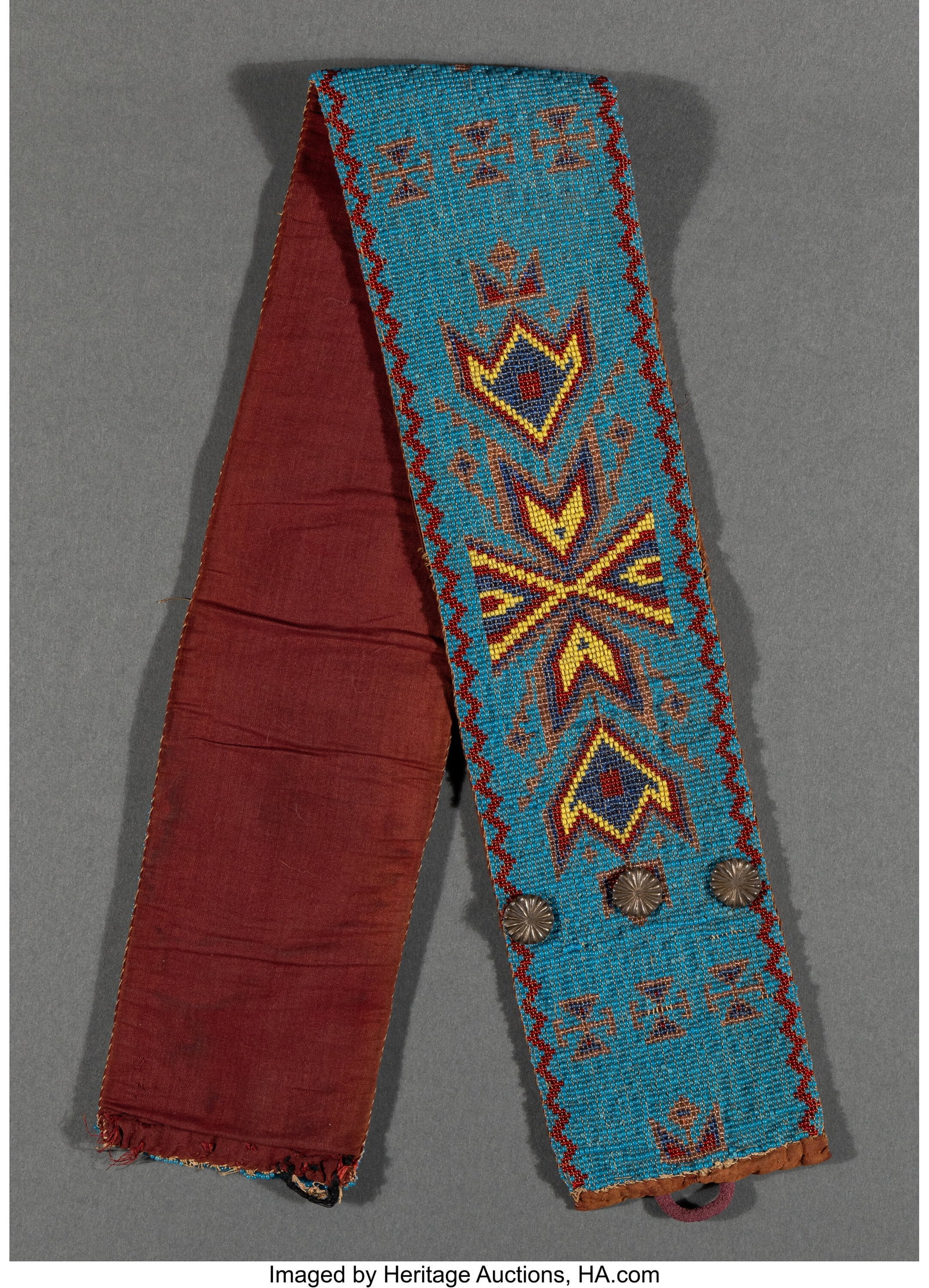 A Great Lakes Beaded Sash c. 1890 Length: 34  (1 of 2)