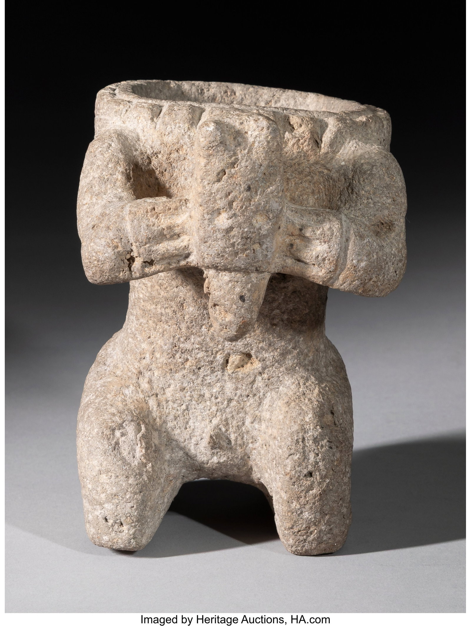 A Colima Mortar in Form of A Kneeling Figure Wea (1 of 5)