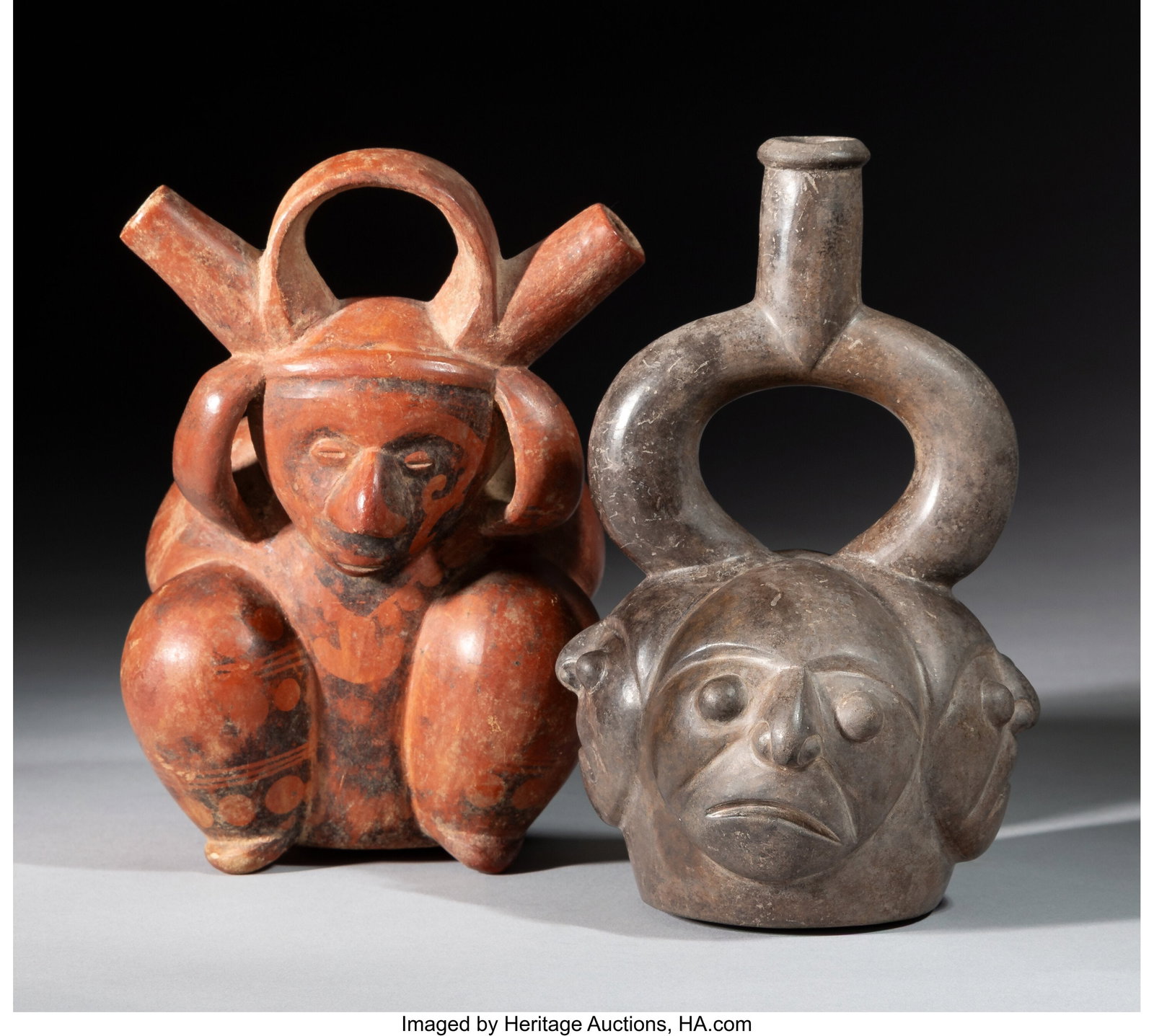 Two South American Pre-Columbian Vessels Prove: Two South American Pre-Columbian Vessels Provenance for one: Purchased from the Estate of Louis Slavitz Heights: 6 &frac12; inches each HID03101062020 © 2026 Heritage