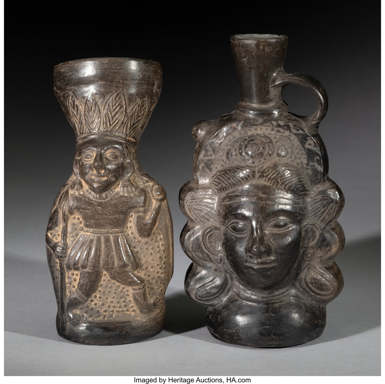 Two Transitional Inca / Colonial Blackware Vesse (1 of 4)