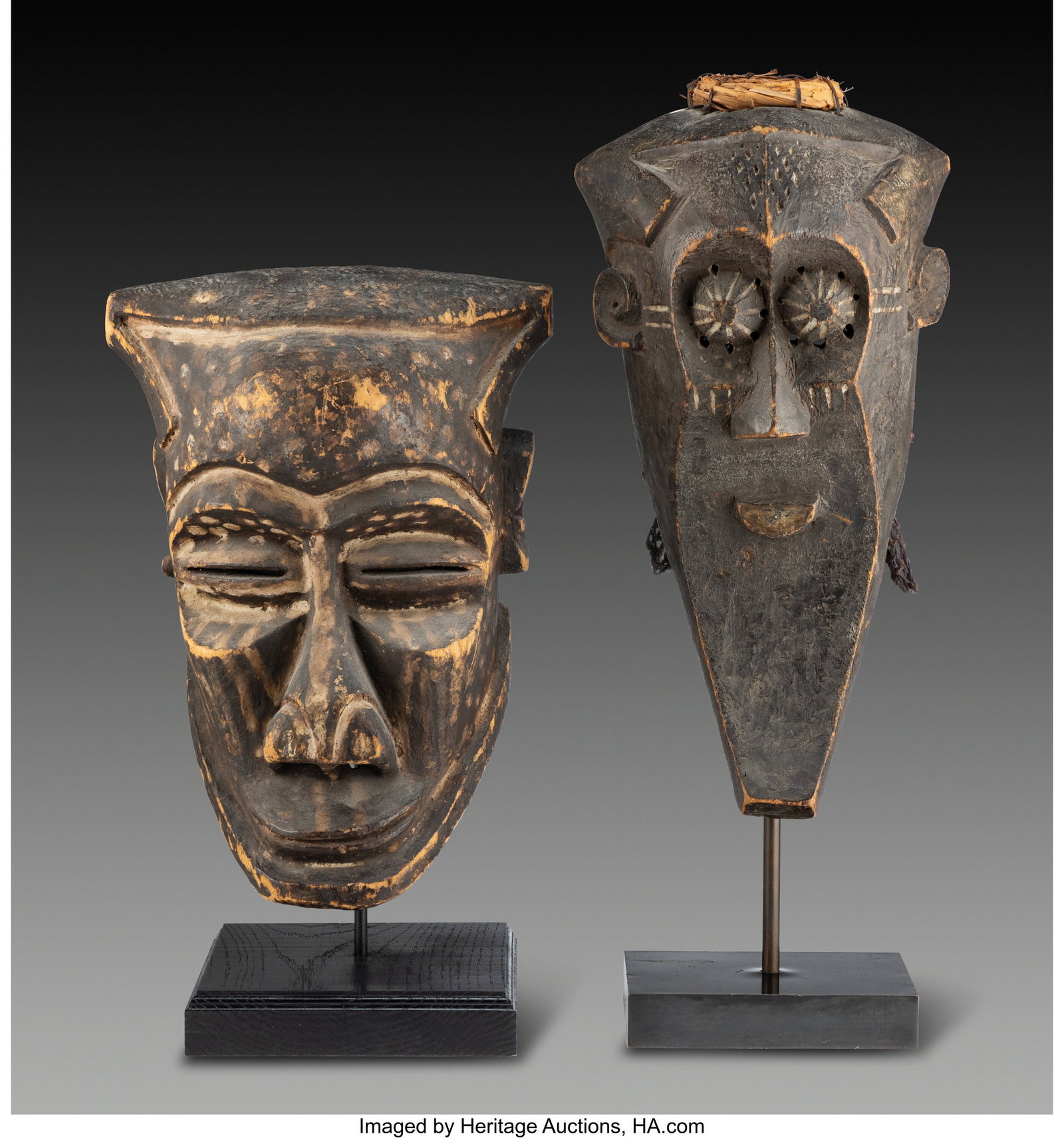 Two Kuba Kingdom Helmet Masks Democratic Repub (1 of 3)