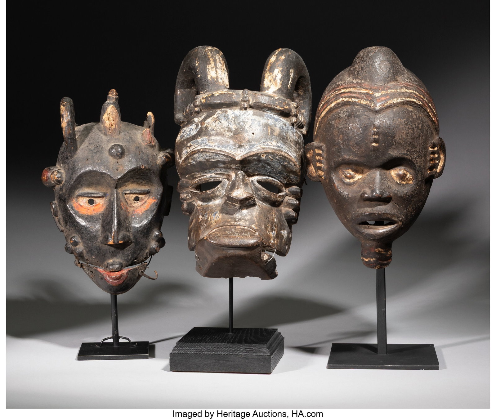 Three Greater Igboland Masks Nigeria, 20th cen (1 of 3)