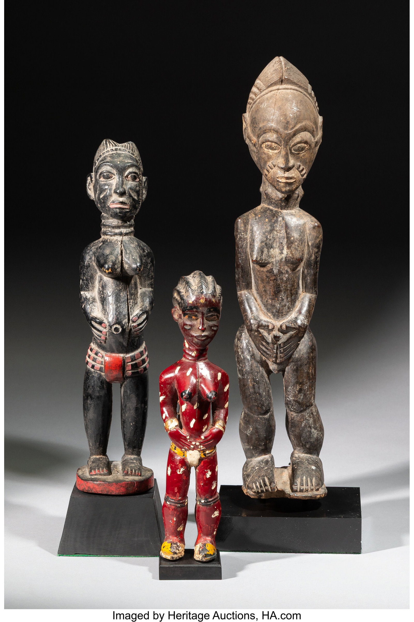 Three Baule Figures Ivory Coast, mid to late 2 (1 of 4)