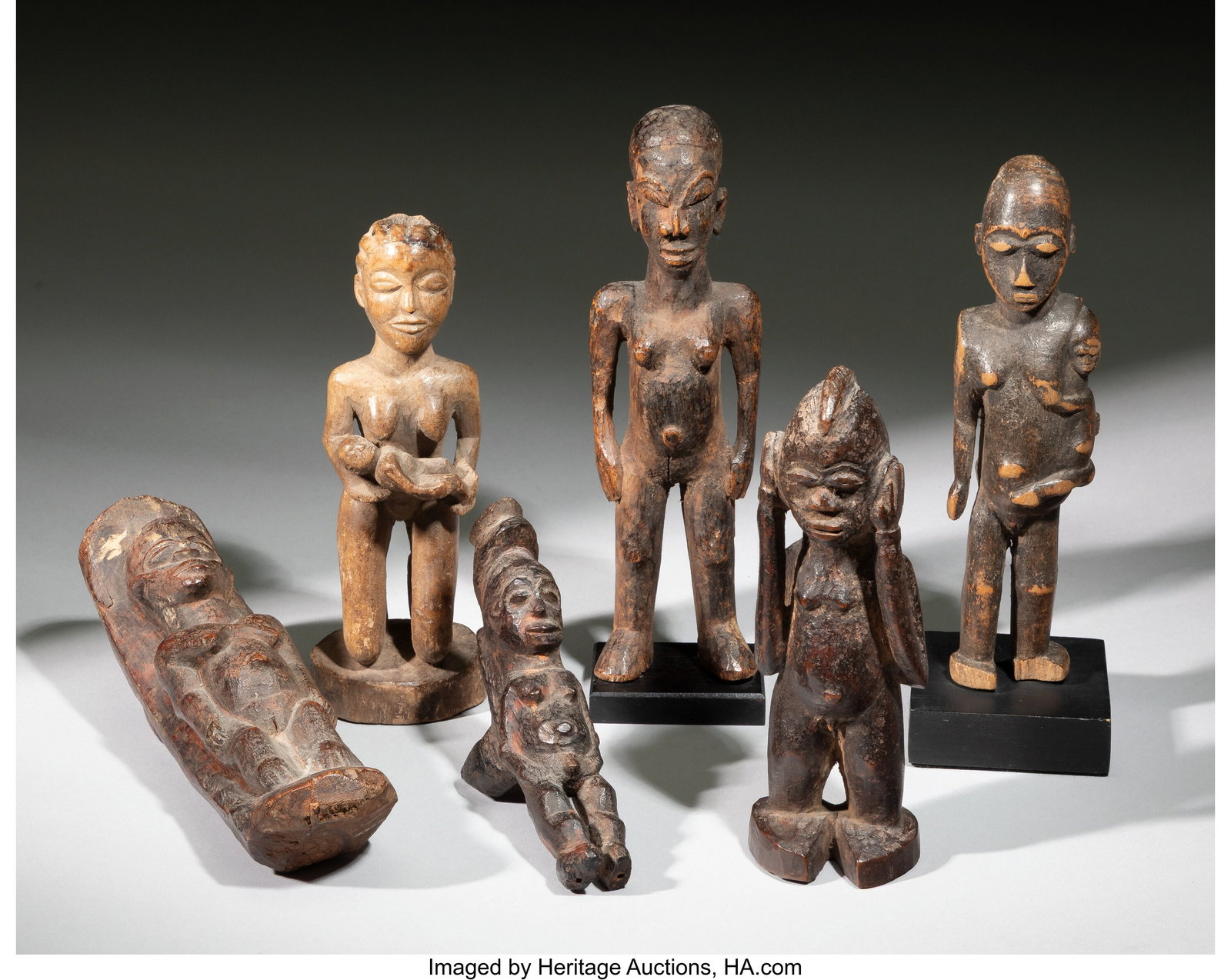 Six Small Lobi Figures Burkina Faso/Ghana, 20t: Six Small Lobi Figures Burkina Faso/Ghana, 20th century Provenance: Property from the Private Collection of Dr. John Ross, Sr. Heights: ranging from 5 &fr
