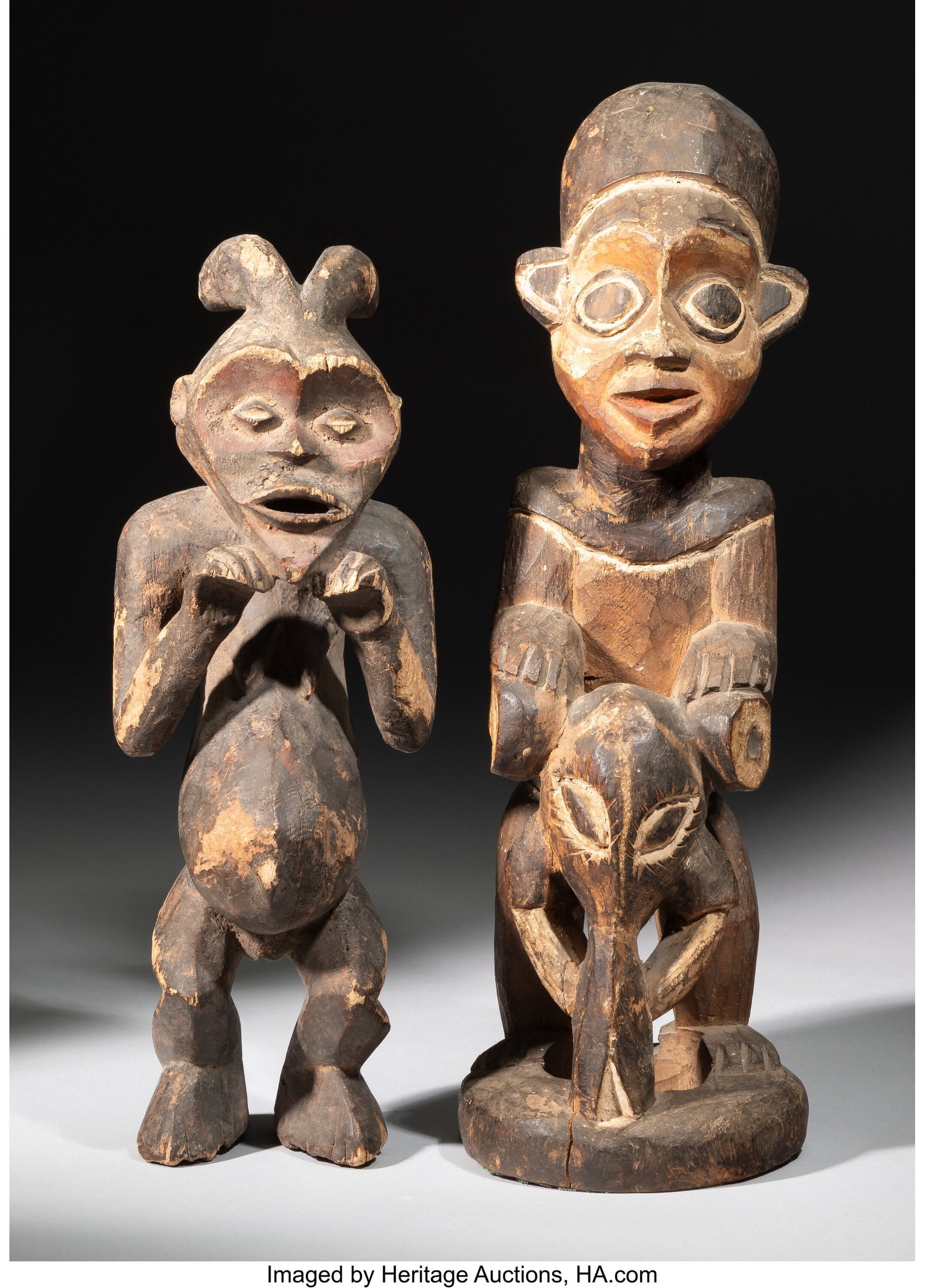 A Mambila Tadep figure and a Babanki Figure P: A Mambila Tadep figure and a Babanki Figure Provenance: Property from the Private Collection of Dr. John Ross, Sr. Further provenance for the Babanki figure: Arte Primi