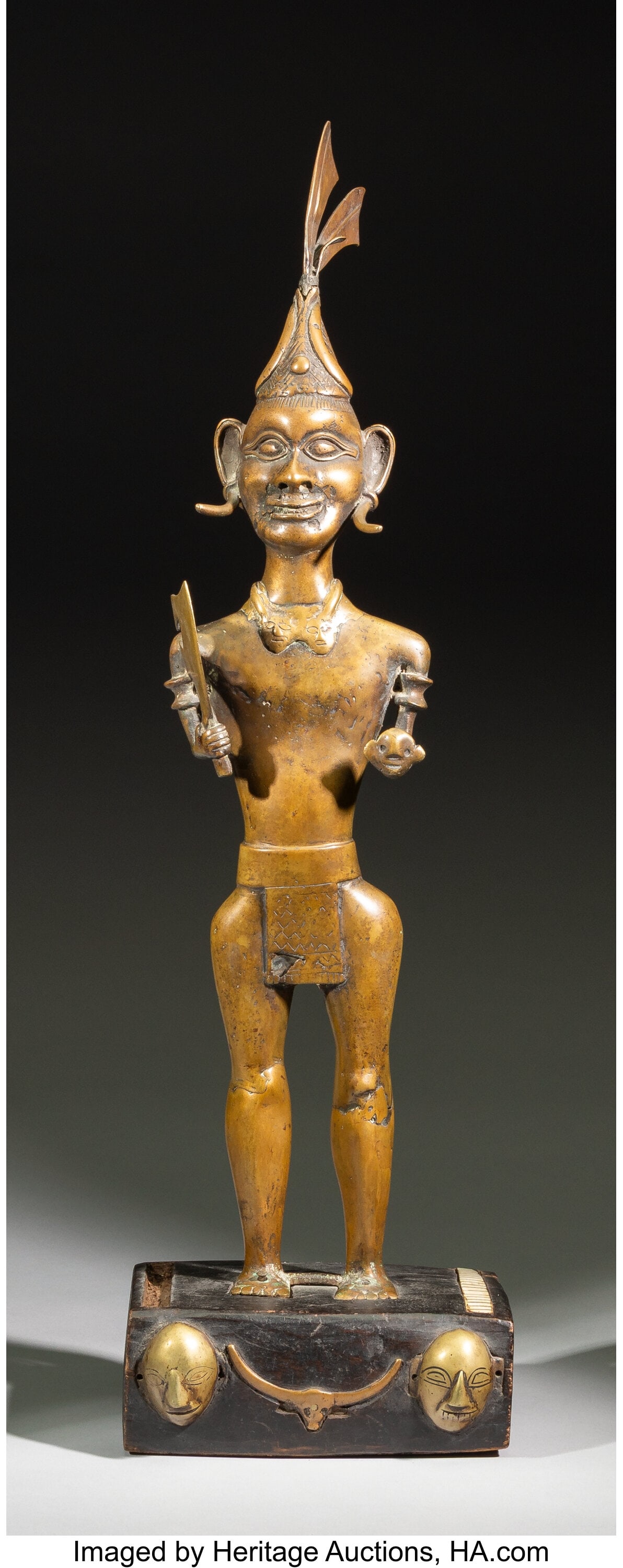 A Naga Bronze and Wood Altar with Large Warrior  (1 of 4)