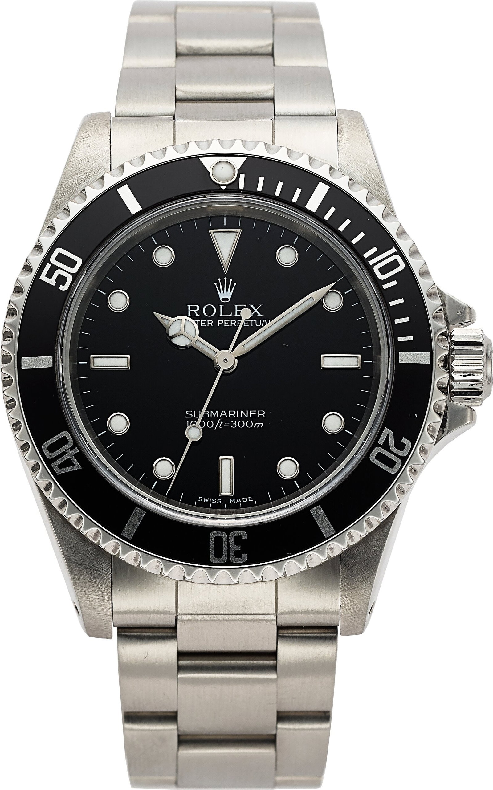 Rolex Oyster Perpetual Submariner, Ref. 14060 C: Rolex Oyster Perpetual Submariner, Ref. 14060 Case: 40 mm, stainless steel, three body, screw-down case back and crown, rounded crown guards,