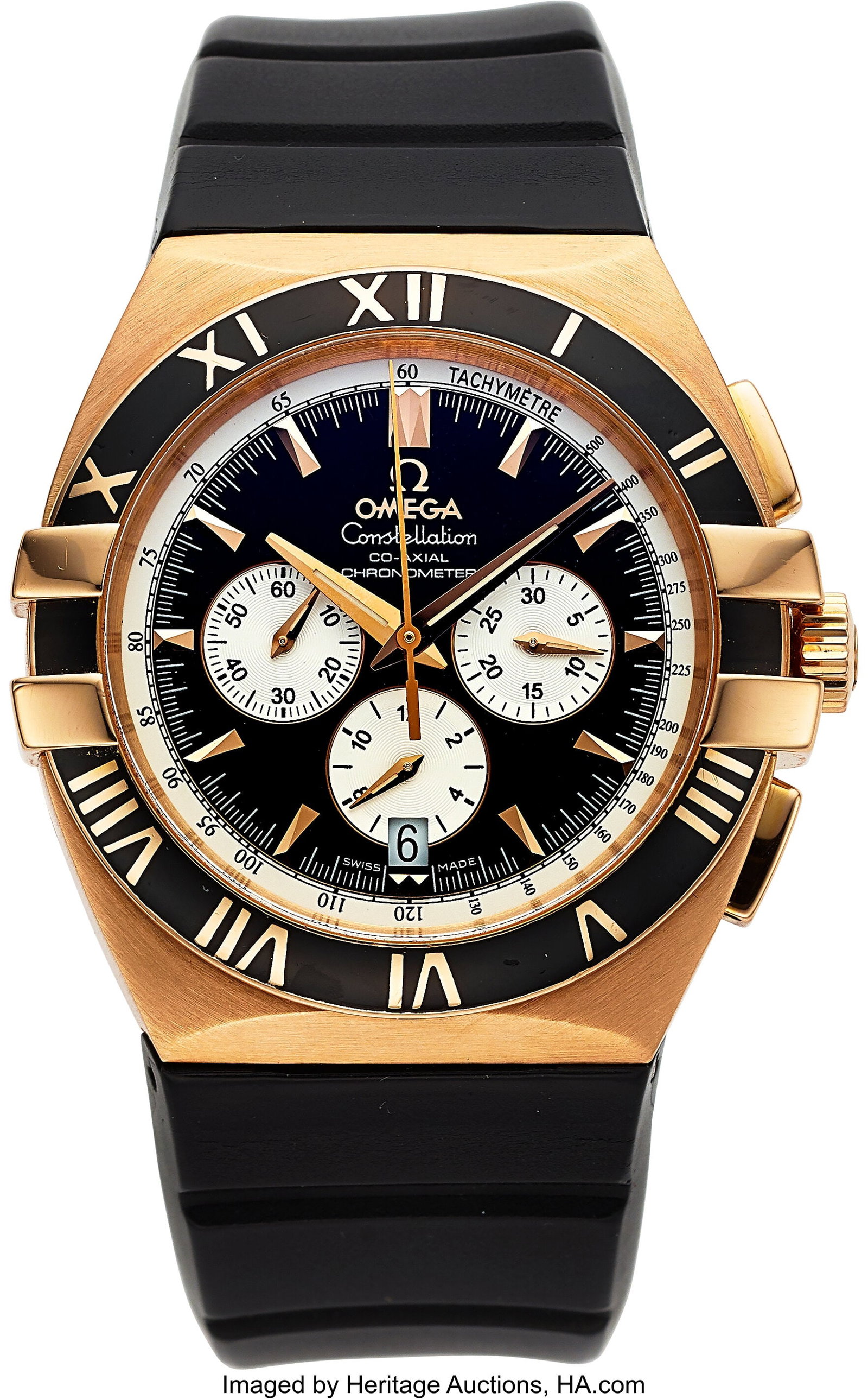 Omega Constellation Co-Axial Chronometer, 18k Ro: Omega Constellation Co-Axial Chronometer, 18k Rose Gold, Full Set, Ref. 1619.51.91 Case: 41 mm, 18k rose gold, three body, screw-down exh