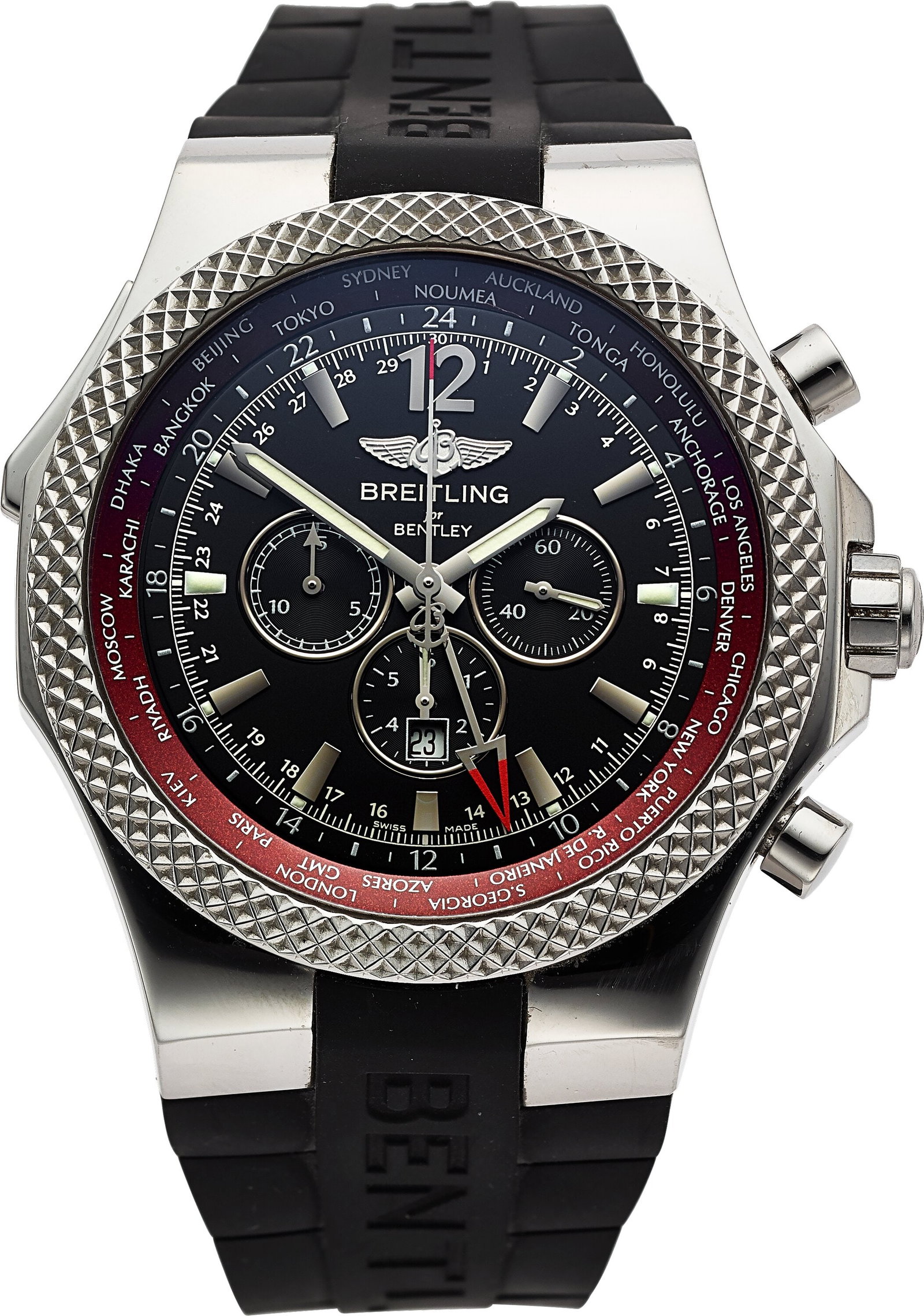 Breitling Bentley GMT, Limited Edition 206/250, : Breitling Bentley GMT, Limited Edition 206/250, Ref. A47362 Case: 49 mm, stainless steel, three body, screw-down case back and crown,
