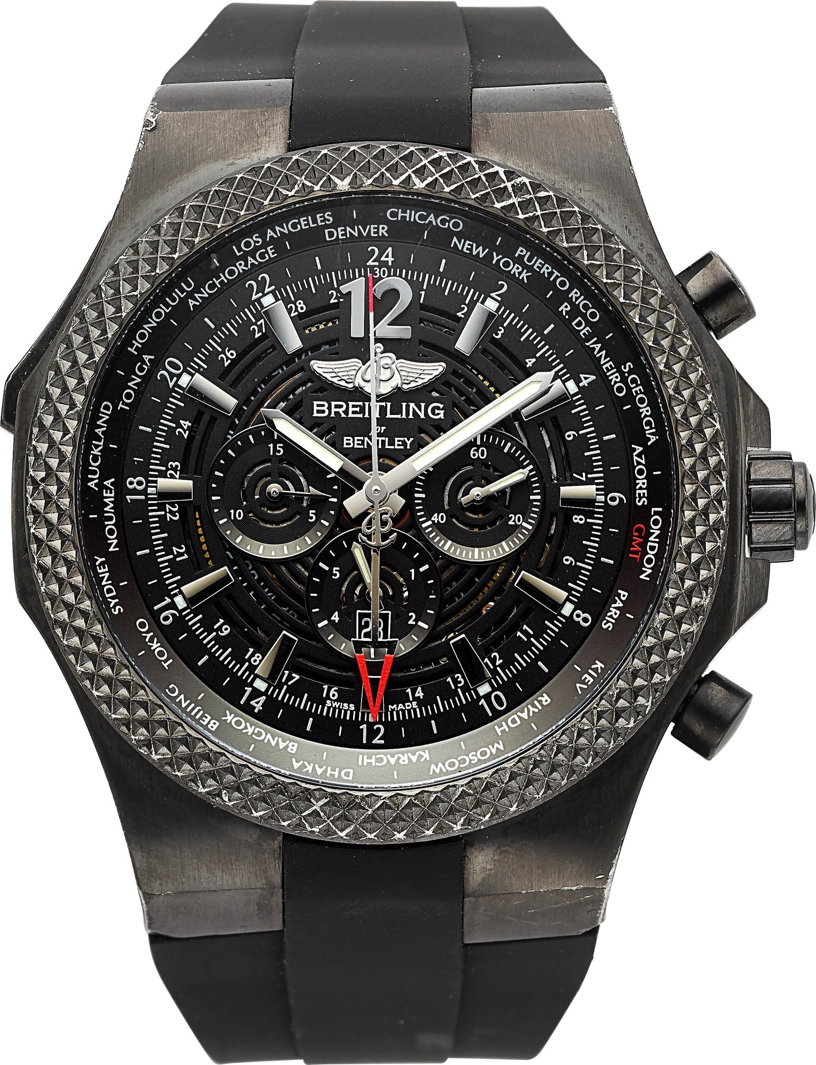 Breitling Bentley GMT LE 402/1000, Ref. M47362 : Breitling Bentley GMT LE 402/1000, Ref. M47362 Case: 48 mm, stainless steel, three body, screw-down case back, knurled bidirectional rotating GMT