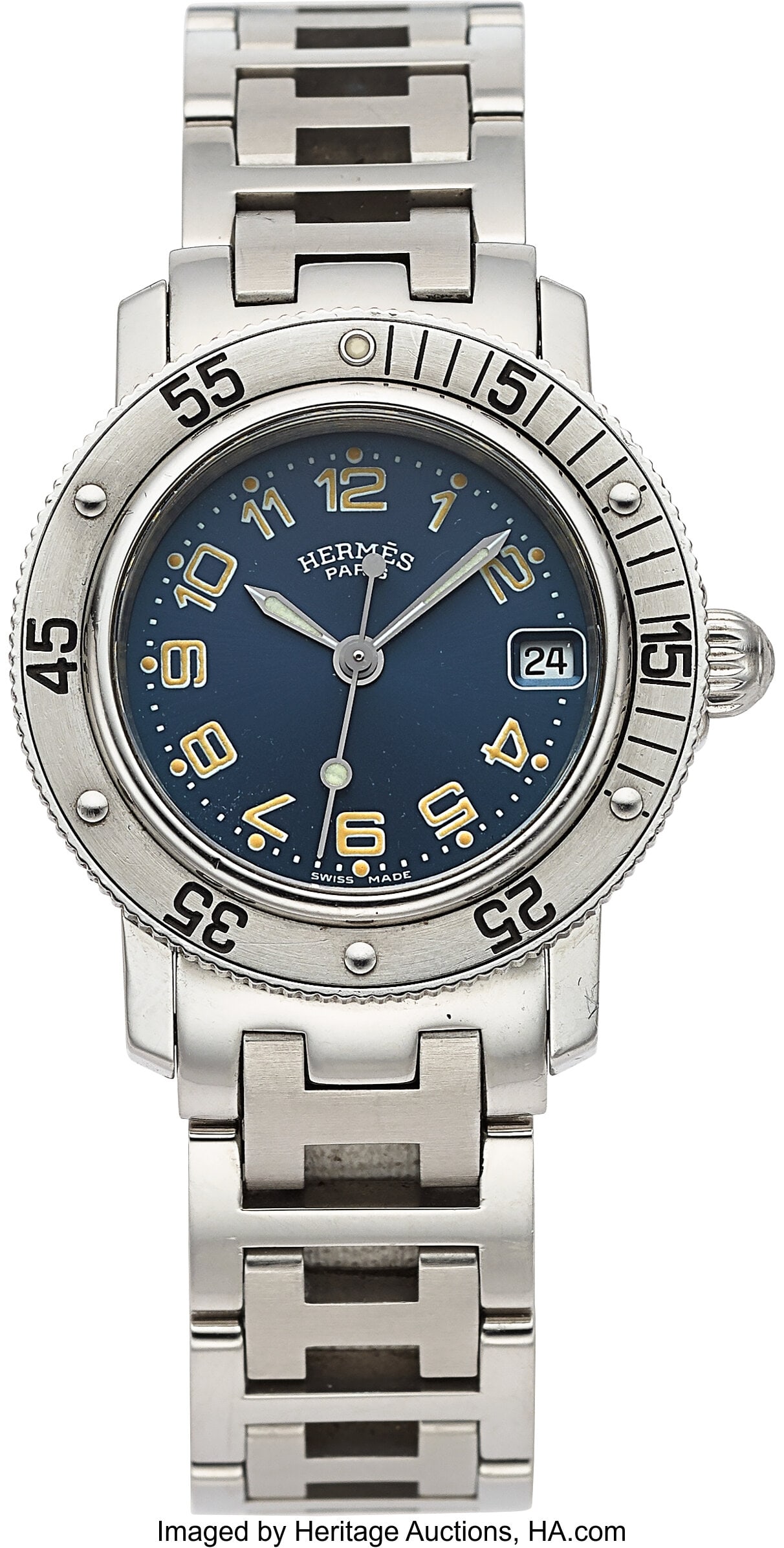 Hermès Clipper, Quartz, Stainless Steel, Ref. C: Hermès Clipper, Quartz, Stainless Steel, Ref. CL5.210 Case: 28 mm, stainless steel, three body, screw-down case back,