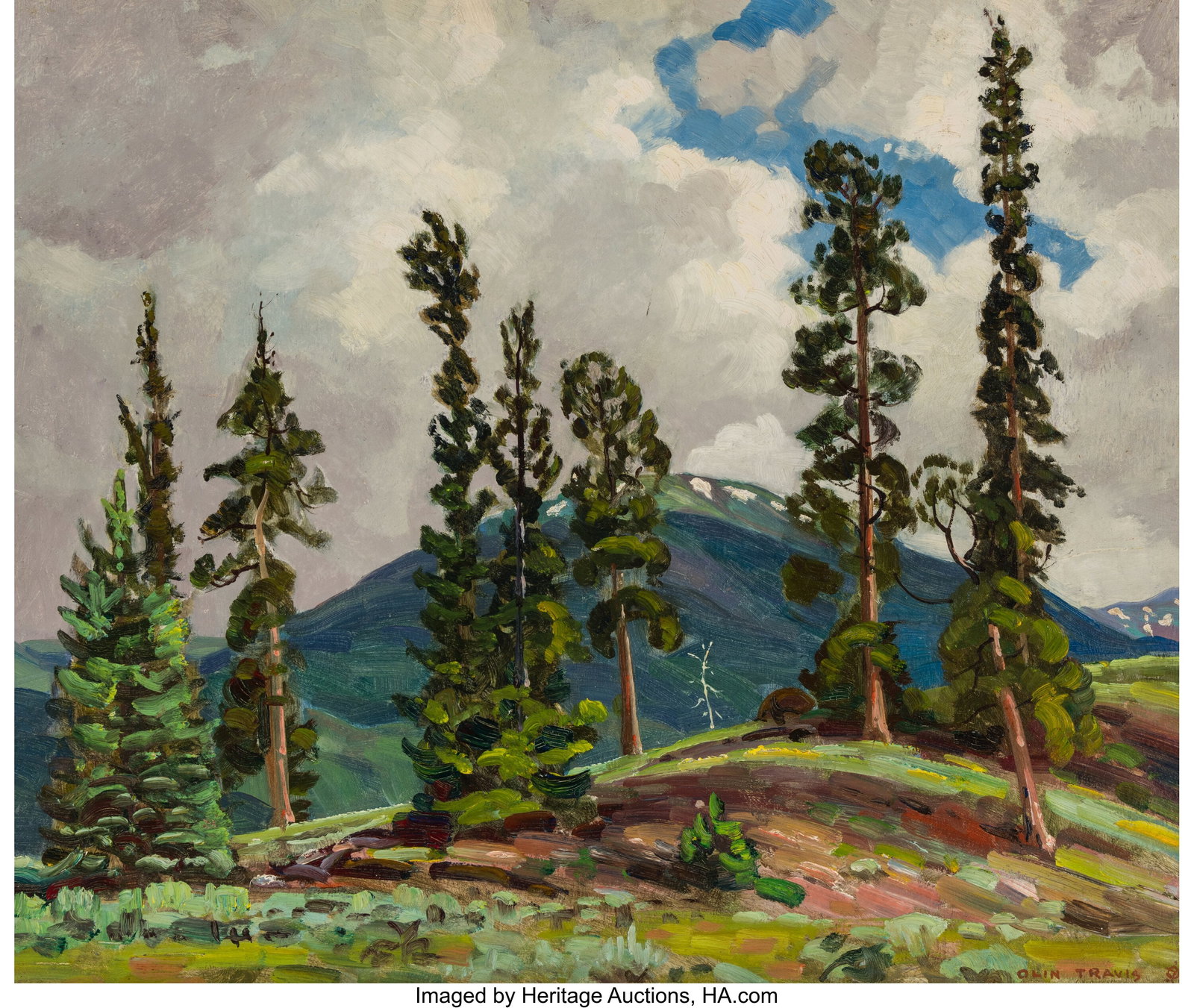 Olin Travis (American, 1888-1975) Pine Trees and (1 of 3)