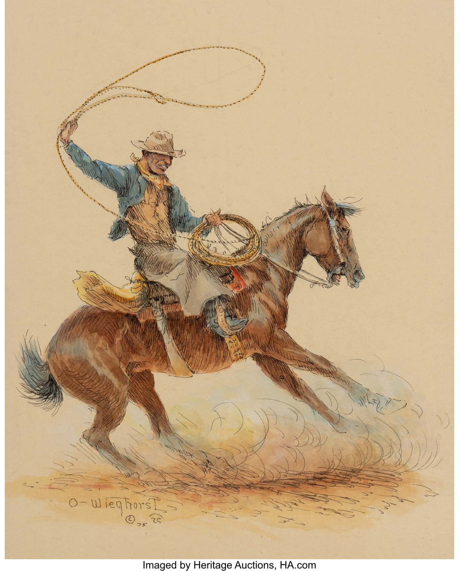 Olaf Wieghorst (American, 1899-1988) Cowboy with (1 of 2)