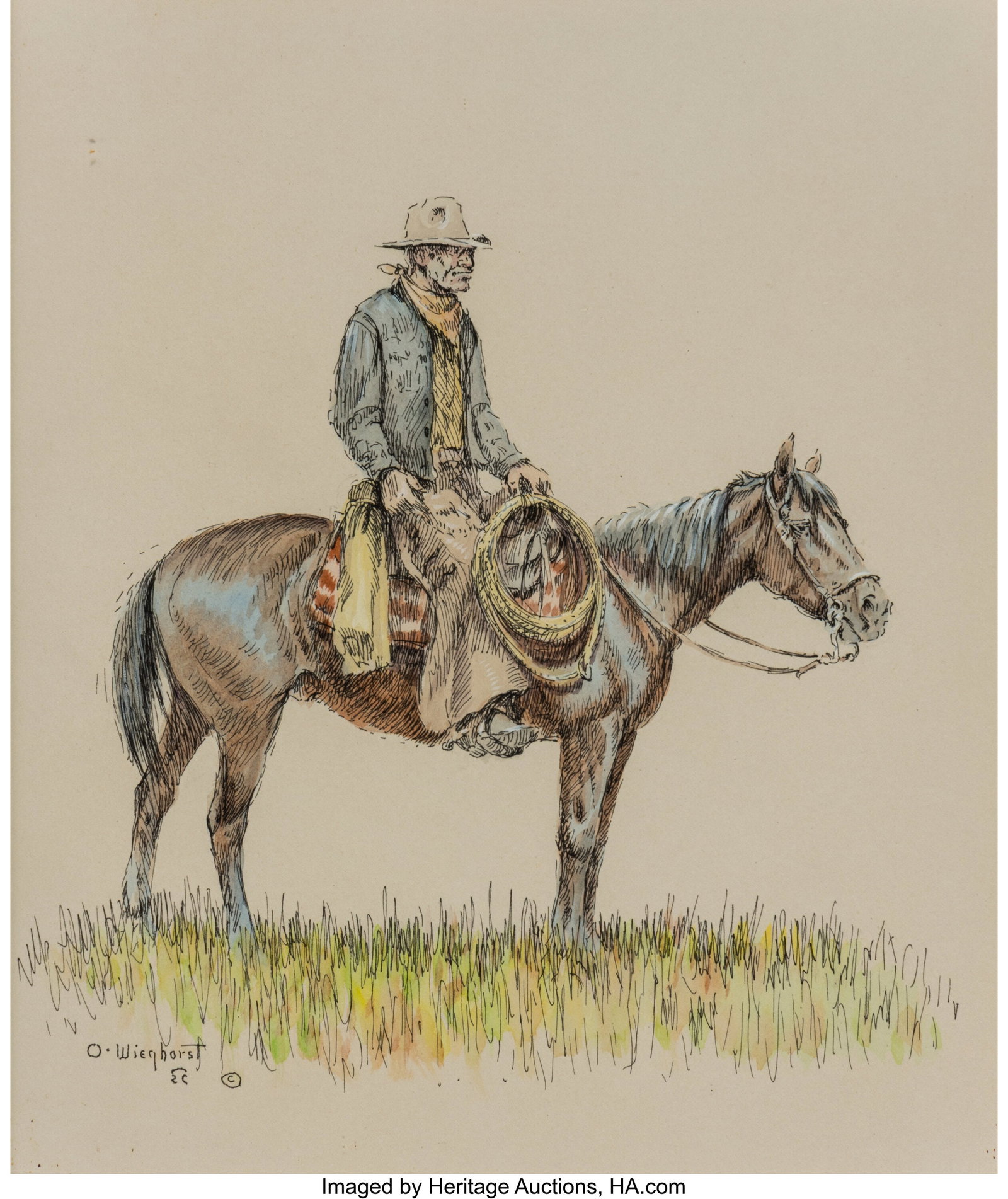 Olaf Wieghorst (American, 1899-1988) Cowboy on H (1 of 3)