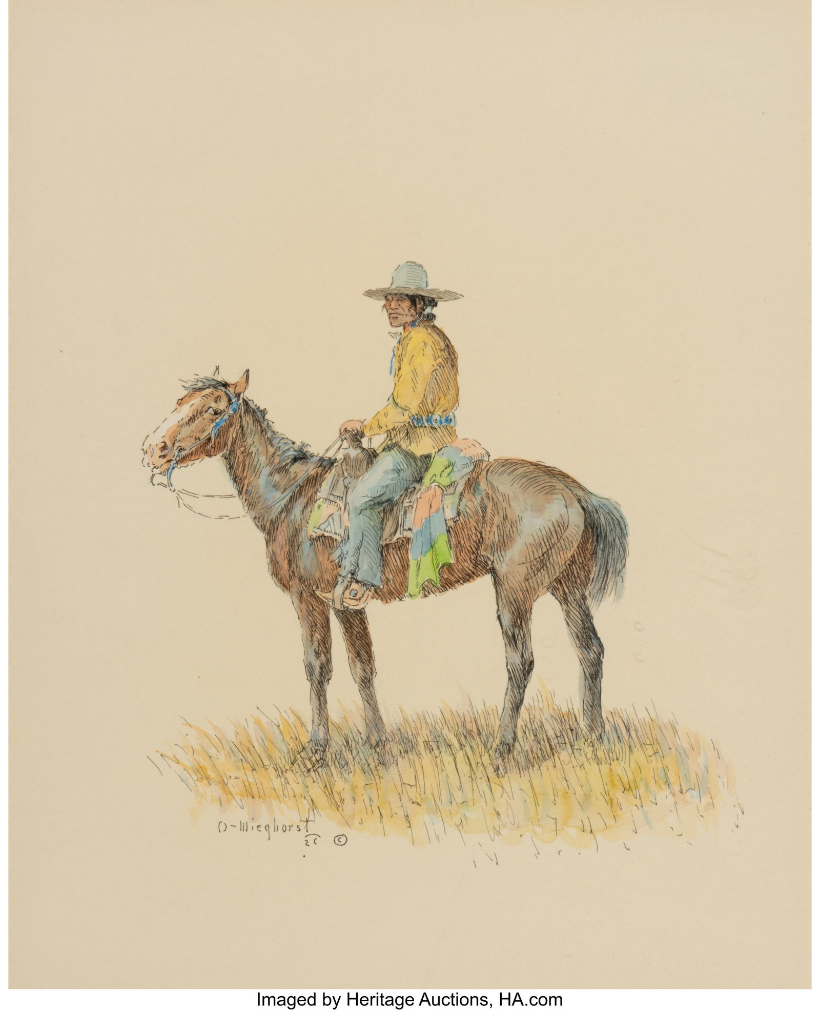 Olaf Wieghorst (American, 1899-1988) Cowboy on H (1 of 2)