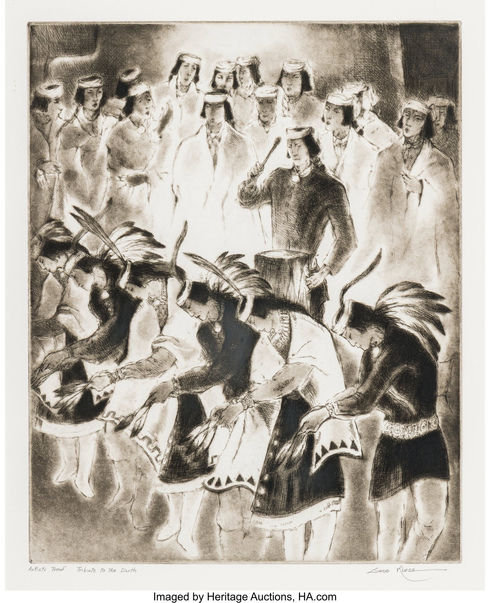 Gene Kloss (American, 1903-1996) Tribute to the : Gene Kloss (American, 1903-1996) Tribute to the Earth, circa 1972 Etching and drypoint on wove paper 16-1/4 x 13-1/4 inches (41.3 x 33.7 cm) &lpar