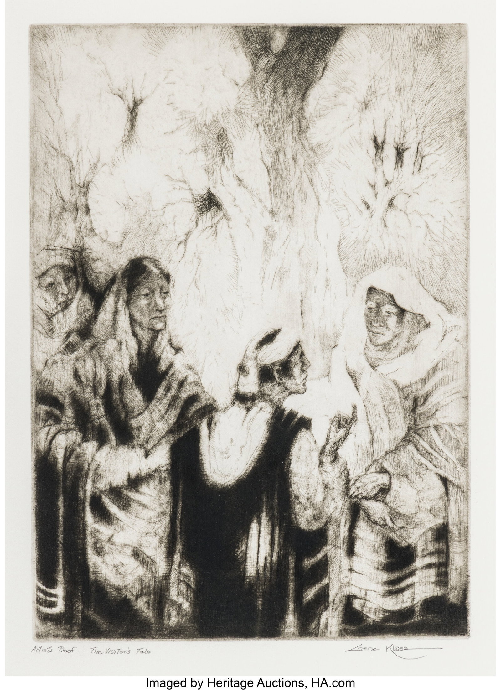 Gene Kloss (American, 1903-1996) The Visitor's T: Gene Kloss (American, 1903-1996) The Visitor's Tale, 1971 Etching and drypoint on wove paper 15-3/4 x 11-1/4 inches (40.0 x 28.6 cm) (sight&r