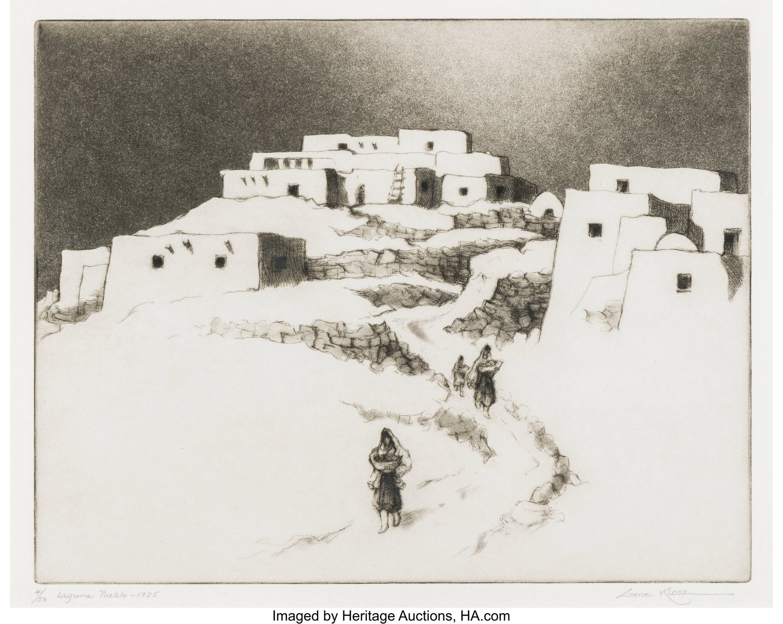 Gene Kloss (American, 1903-1996) Laguna Pueblo - (1 of 2)