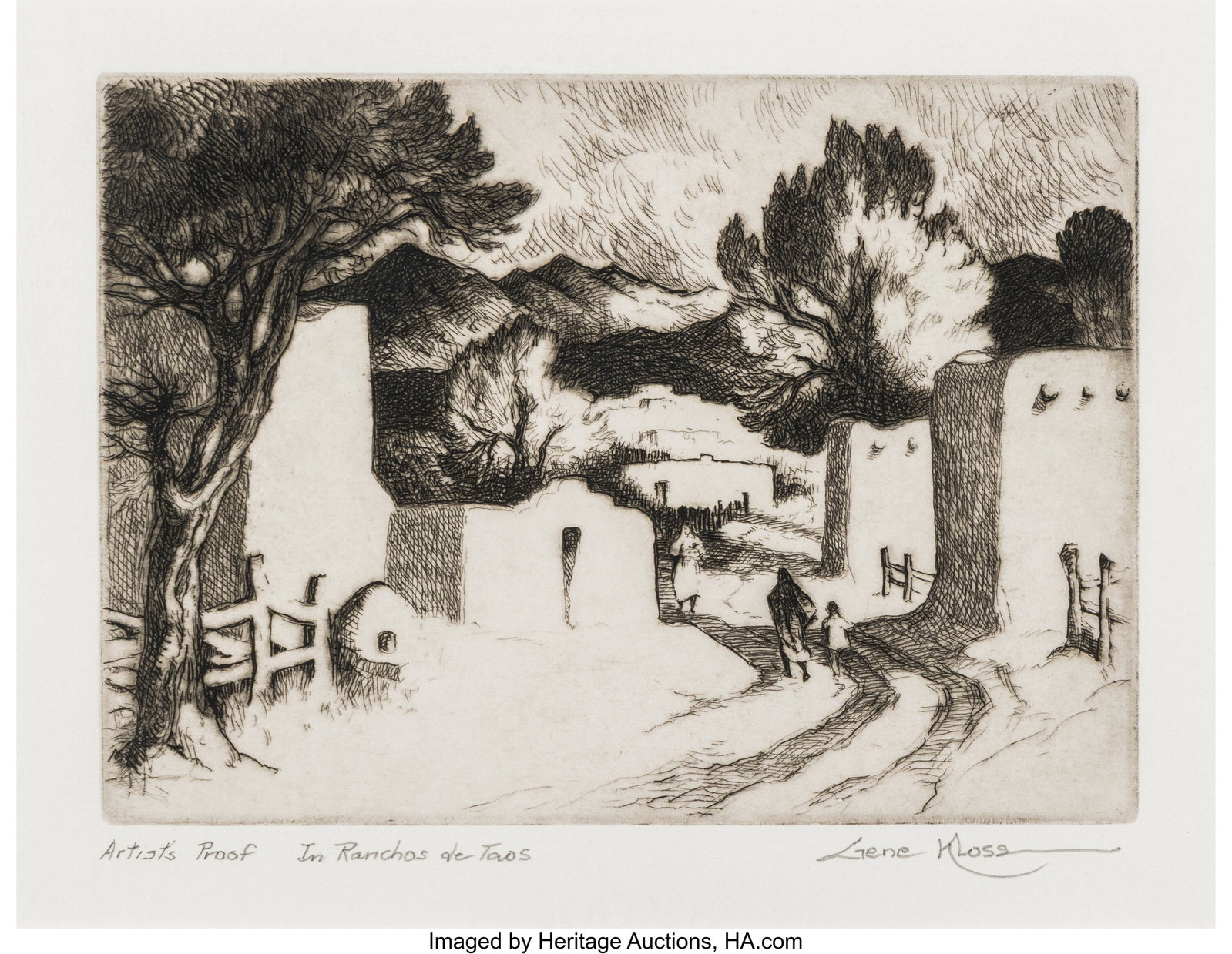 Gene Kloss (American, 1903-1996) In Rancho de Ta: Gene Kloss (American, 1903-1996) In Rancho de Taos, 1973 Etching and drypoint on wove paper 7 x 9 inches (17.8 x 22.9 cm) (sight) Artist's Proof
