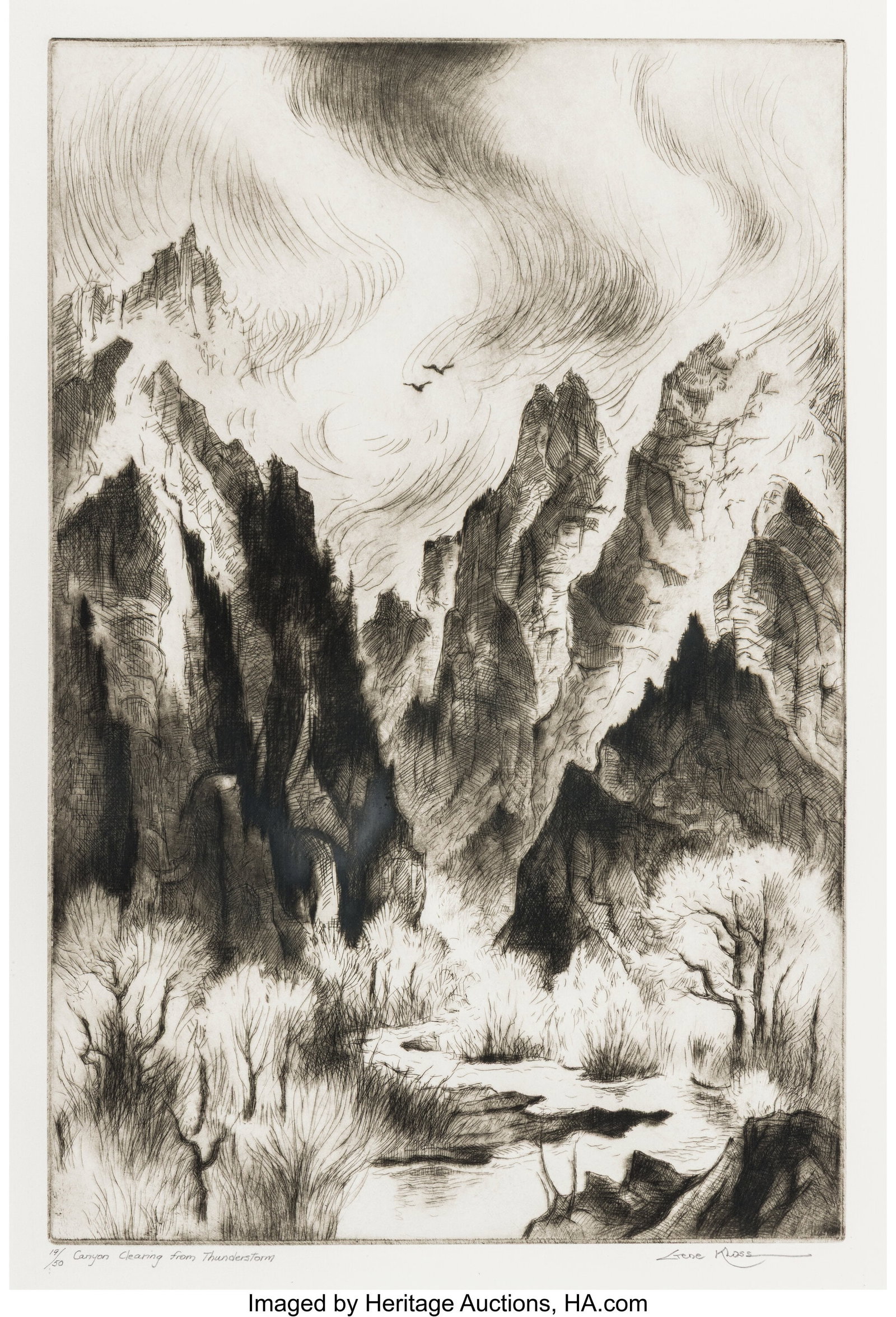 Gene Kloss (American, 1903-1996) Canyon Clearing (1 of 2)