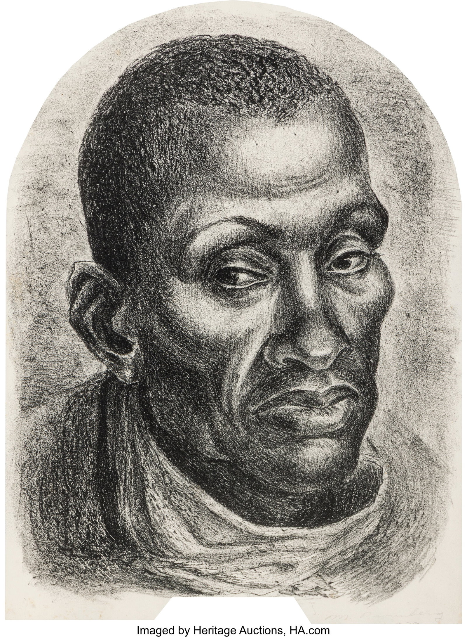 Manuel Bromberg (American, 1917-2022) Portrait o: Manuel Bromberg (American, 1917-2022) Portrait of Fez, 1939 Lithograph on wove paper 12-3/8 x 9 inches (31.4 x 22.9 cm) Signed and dated in pencil low