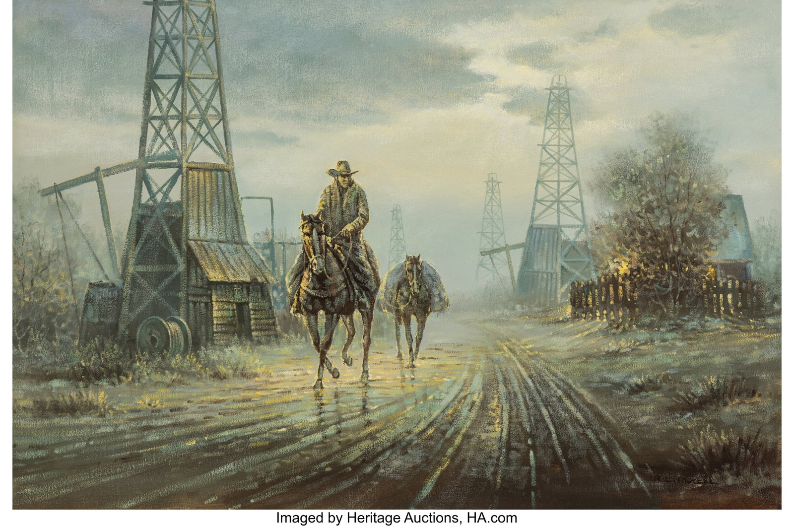 Roy Purcel (American, 20th Century) Cowboy in Oi (1 of 3)