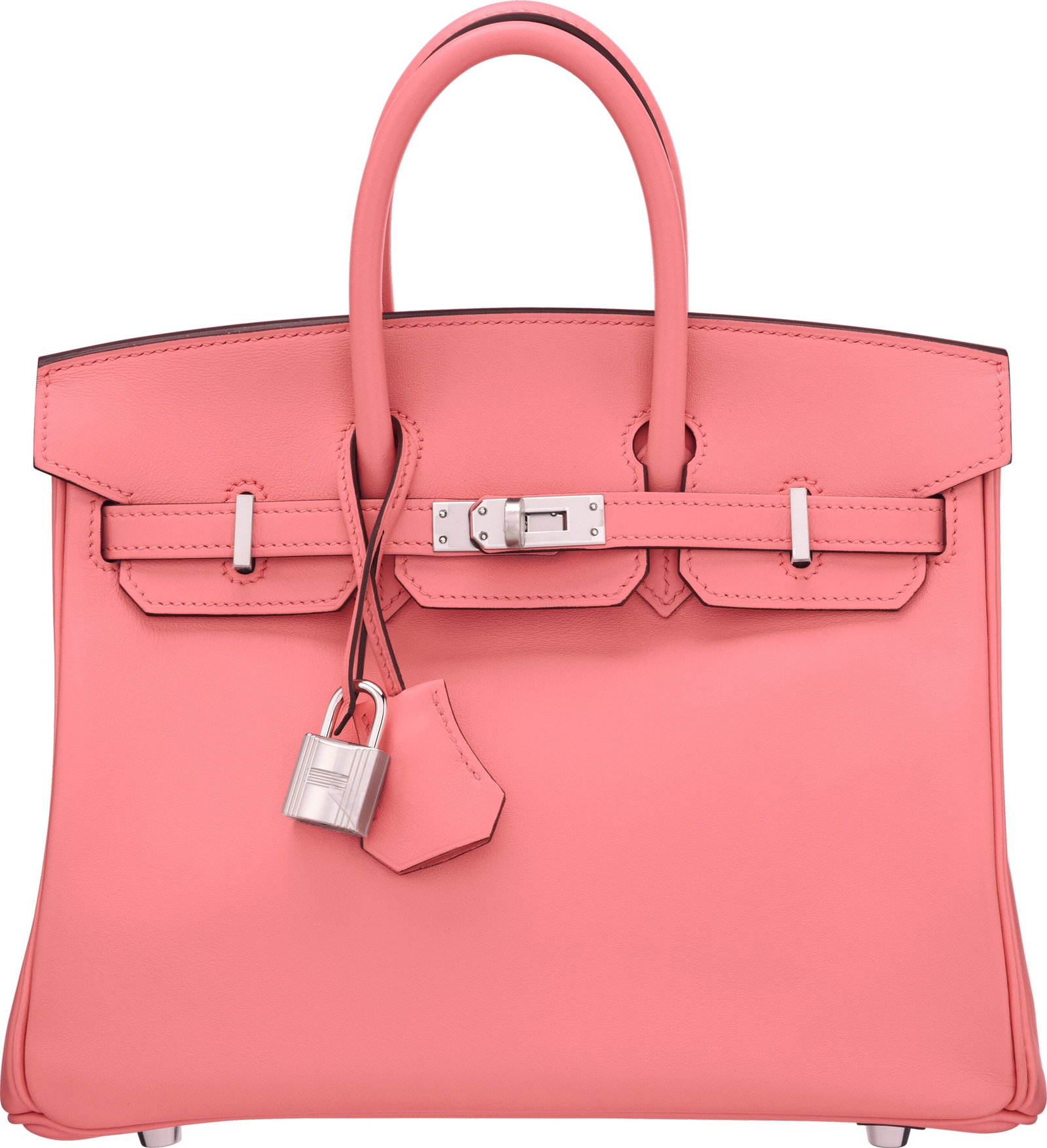 Hermès 25cm Rose Azalee Swift Leather Birkin Ba: Hermès 25cm Rose Azalee Swift Leather Birkin Bag with Palladium Hardware Y, 2020 Condition: 1 10" Width x 8" Height x 5" Depth This bag is done in Rose Azalee Swift Leather with Pal