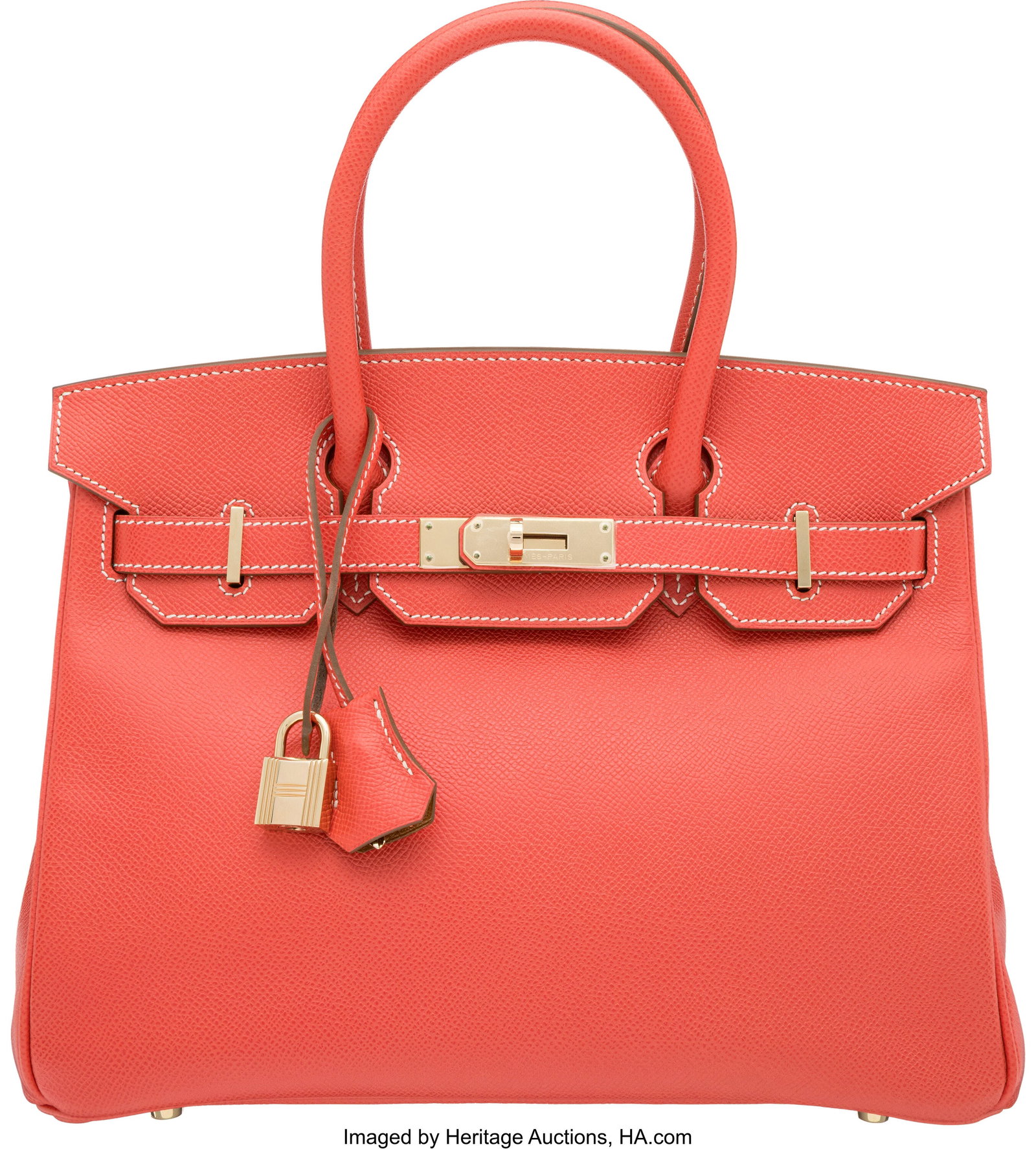Hermès Candy Collection 30cm Rose Jaipur & Gold: Hermès Candy Collection 30cm Rose Jaipur & Gold Epsom Leather Birkin Bag with Gold Hardware P Square, 2012 Condition: 2 11" Width x 8" Height x 6" Depth This bag is done in Rose