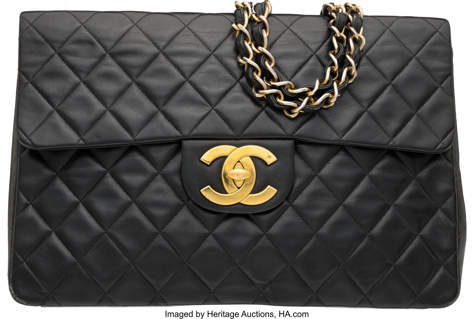Chanel Vintage Black Quilted Lambskin Leather XL (1 of 4)