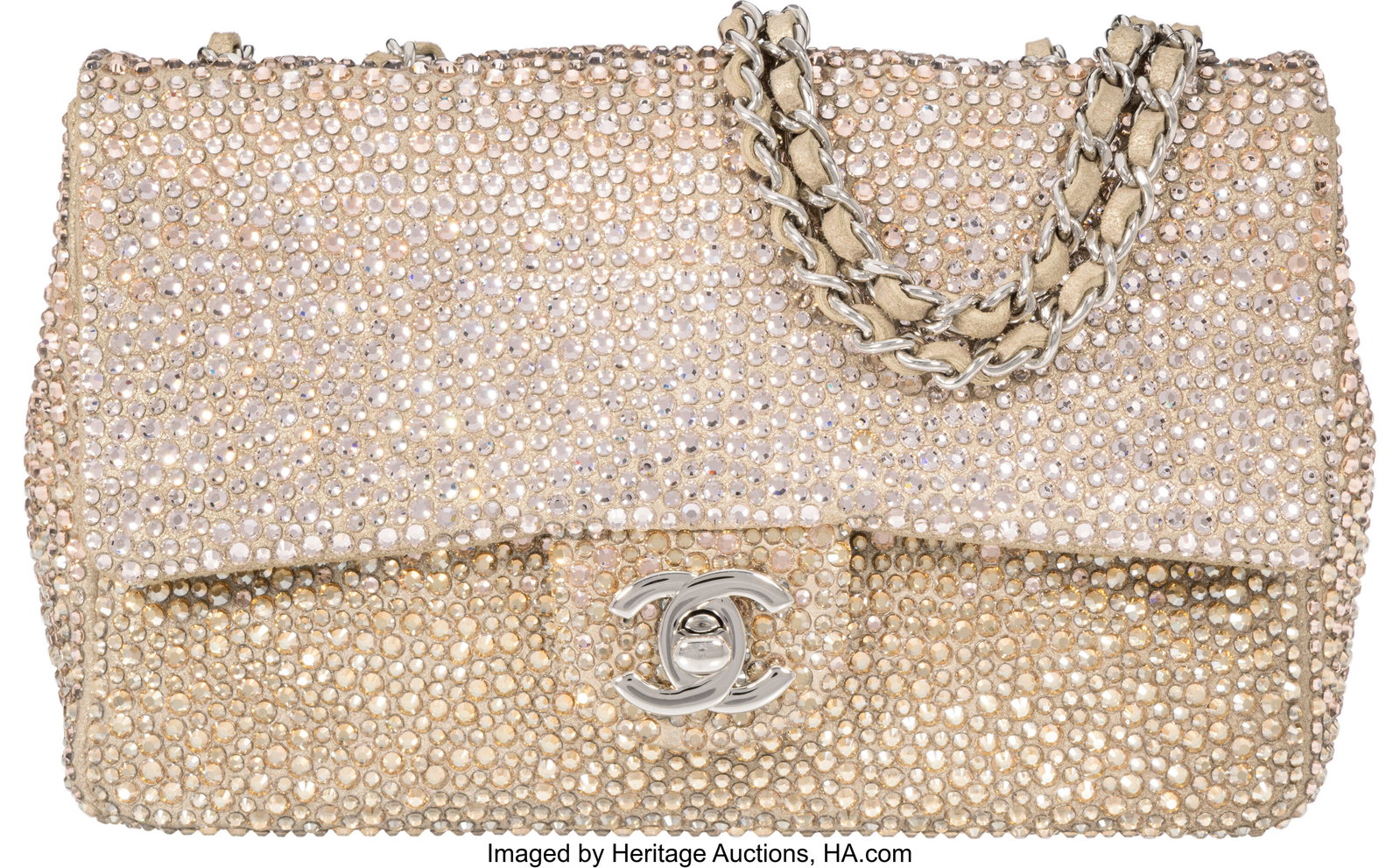 Chanel Gold Metallic Leather Crystal Mini Classi (1 of 4)