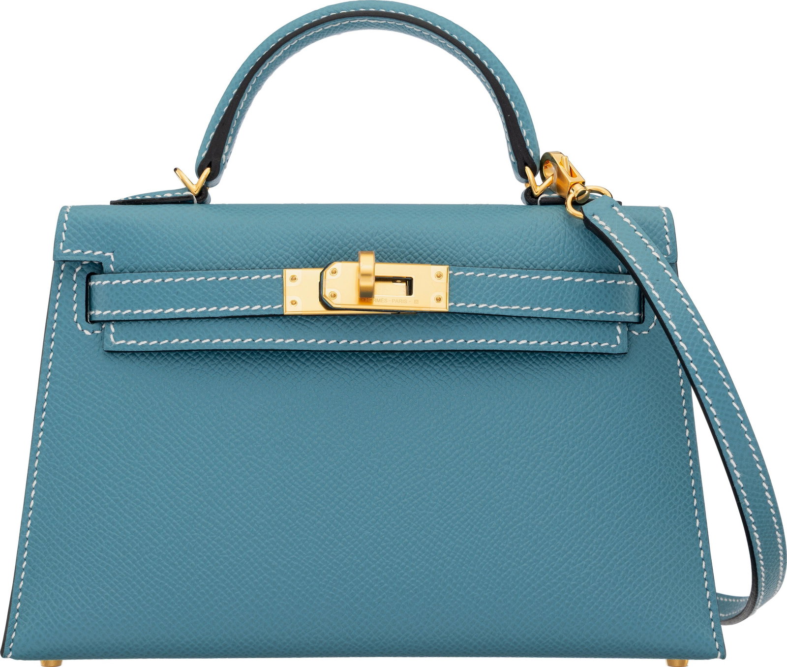 Hermès 20cm New Bleu Jean Epsom Leather Mini Ke: Hermès 20cm New Bleu Jean Epsom Leather Mini Kelly with Gold Hardware K, 2025 Condition: 1 7.5" Width x 4.5" Height x 2" Depth This bag is done in New Bleu Jean Epsom 