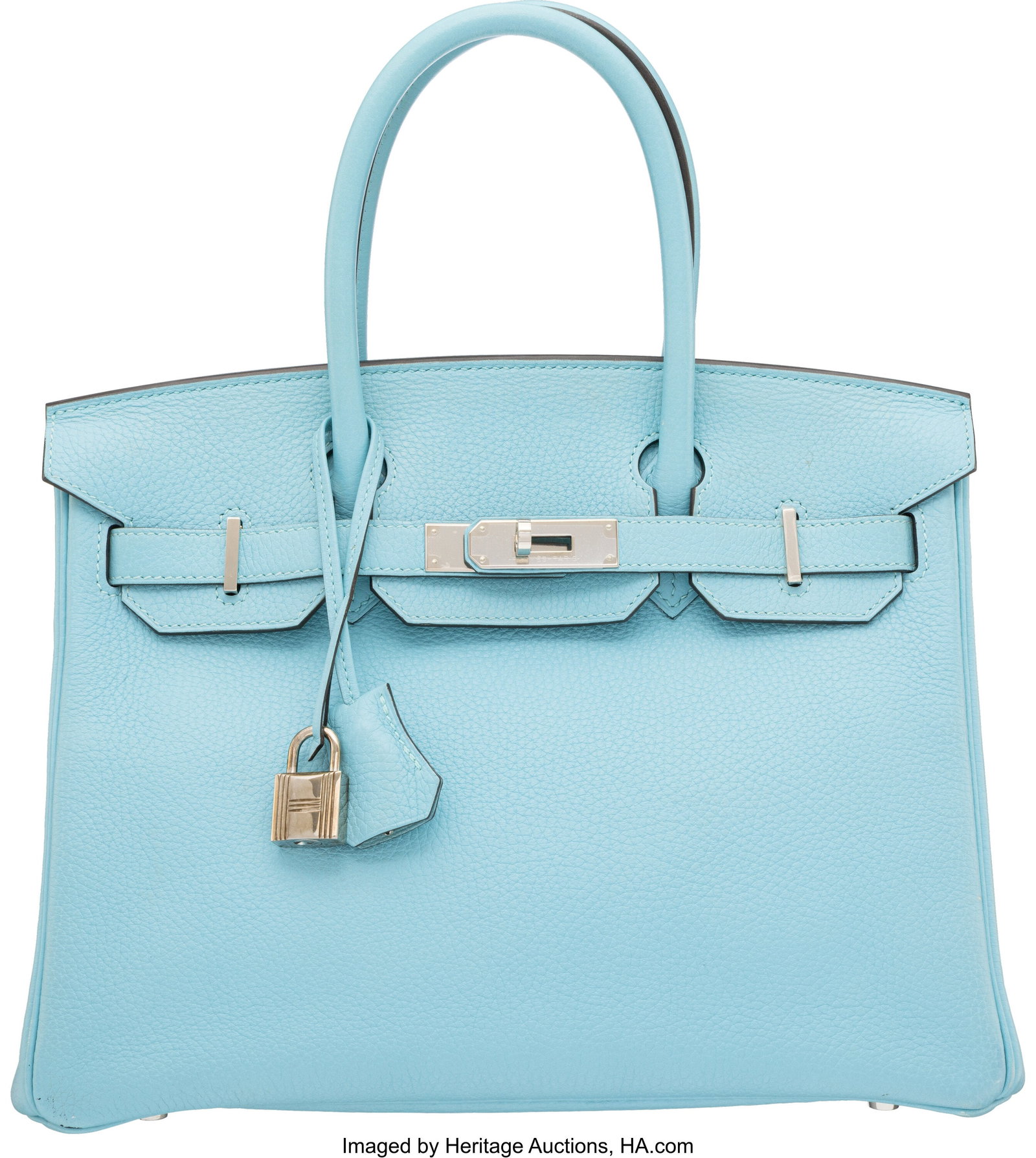 Hermès 30cm Bleu Atoll Clemence Leather Birkin  (1 of 5)