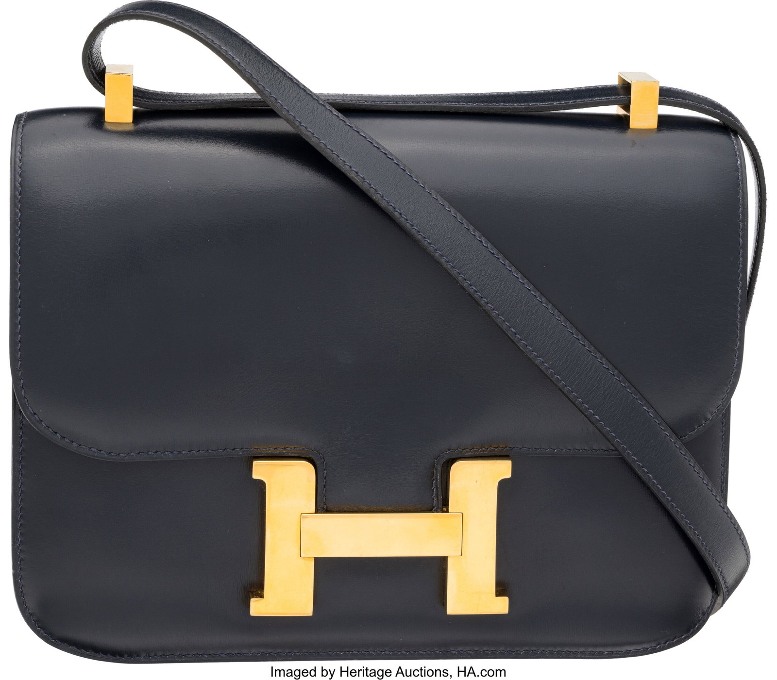 Hermès Vintage 24cm Bleu Marine Box Calf Leathe (1 of 4)