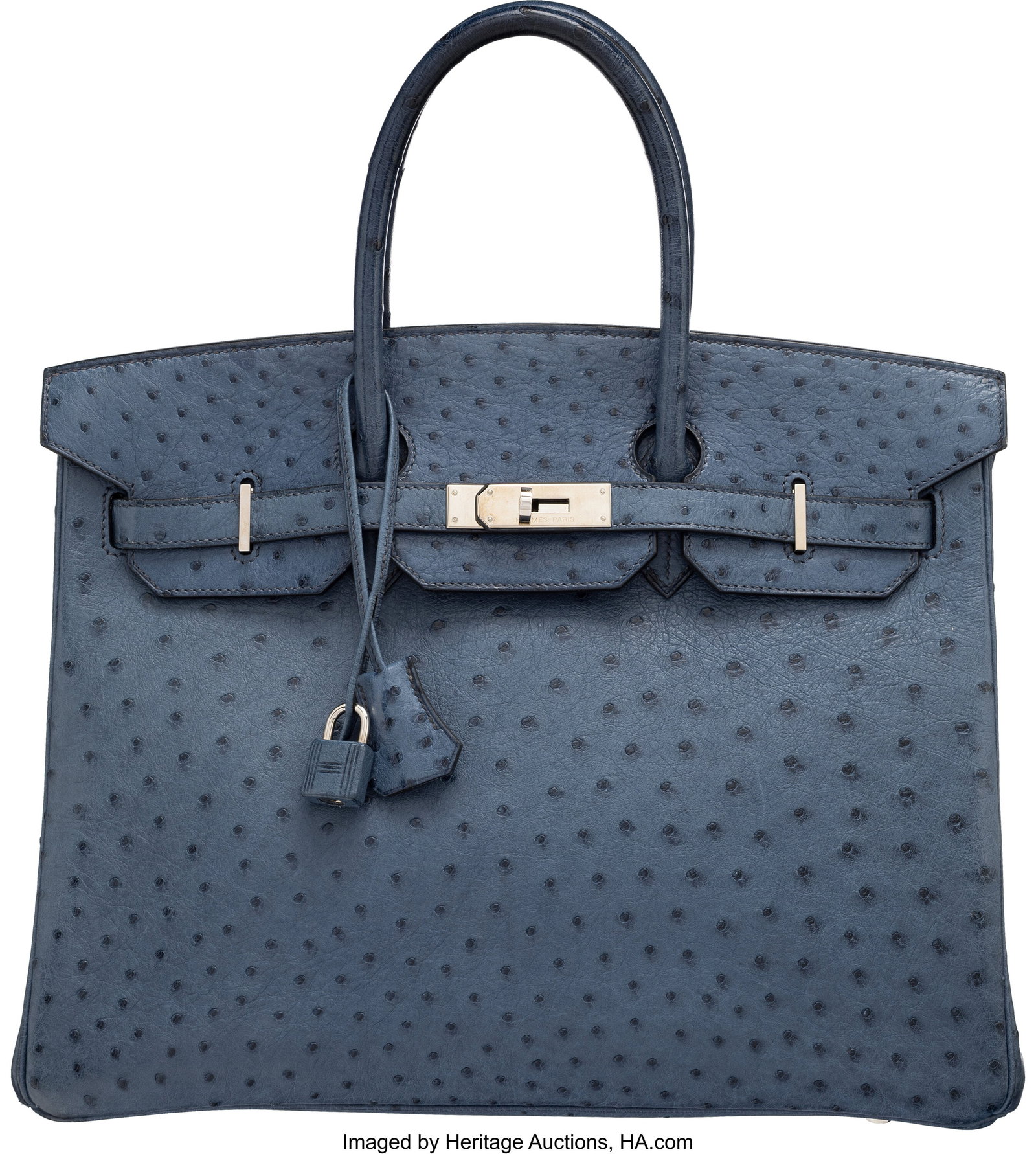 Hermès 35cm Bleu Roi Ostrich Birkin Bag with Pa (1 of 5)