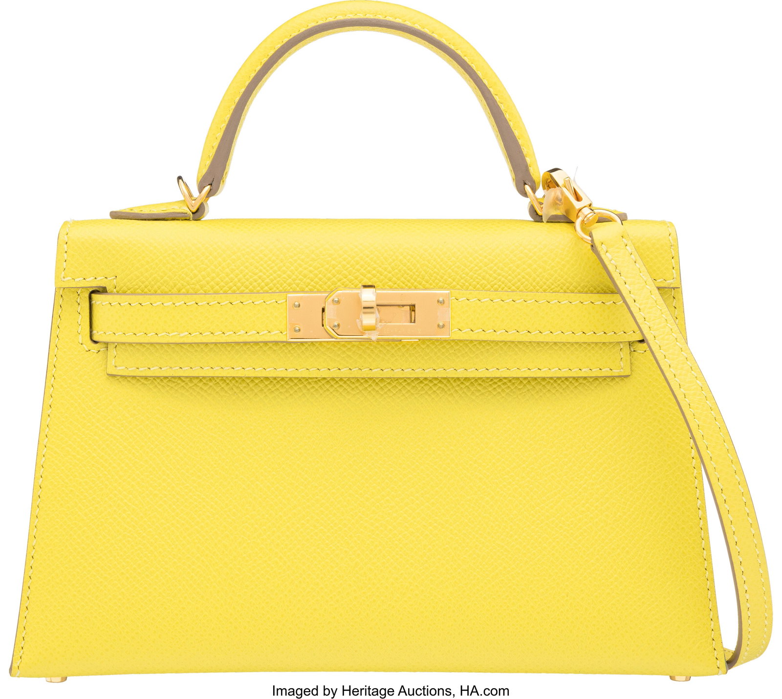 Hermès 20cm Lime Epsom Leather Mini Kelly with : Hermès 20cm Lime Epsom Leather Mini Kelly with Gold Hardware Y, 2020 Condition: 1 7.5" Width x 5" Height x 2" Depth This bag is done in Lime Epsom Leather with Gold Hardware&