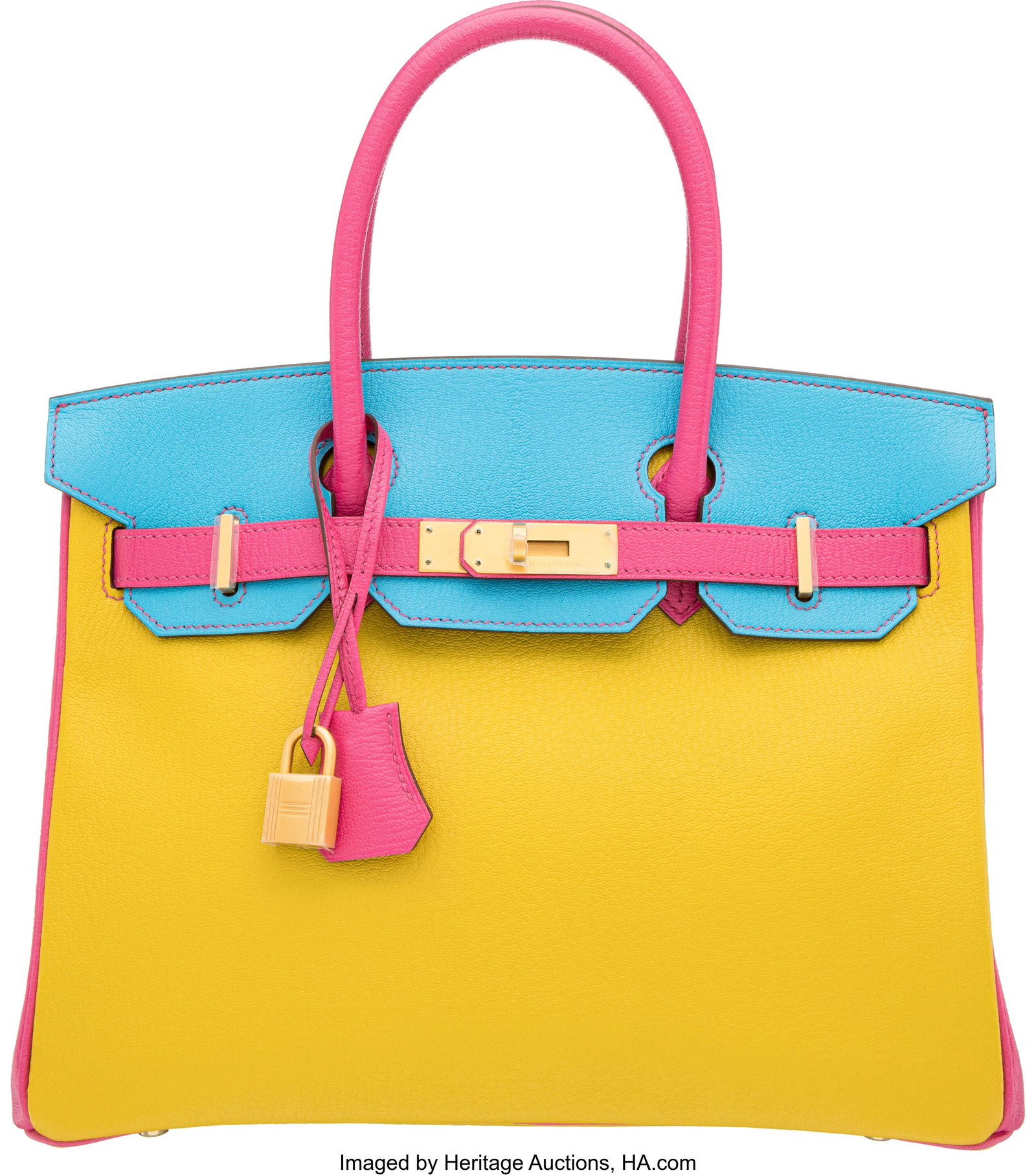 Hermès Special Order Horseshoe 30cm Lime, Rose  (1 of 5)