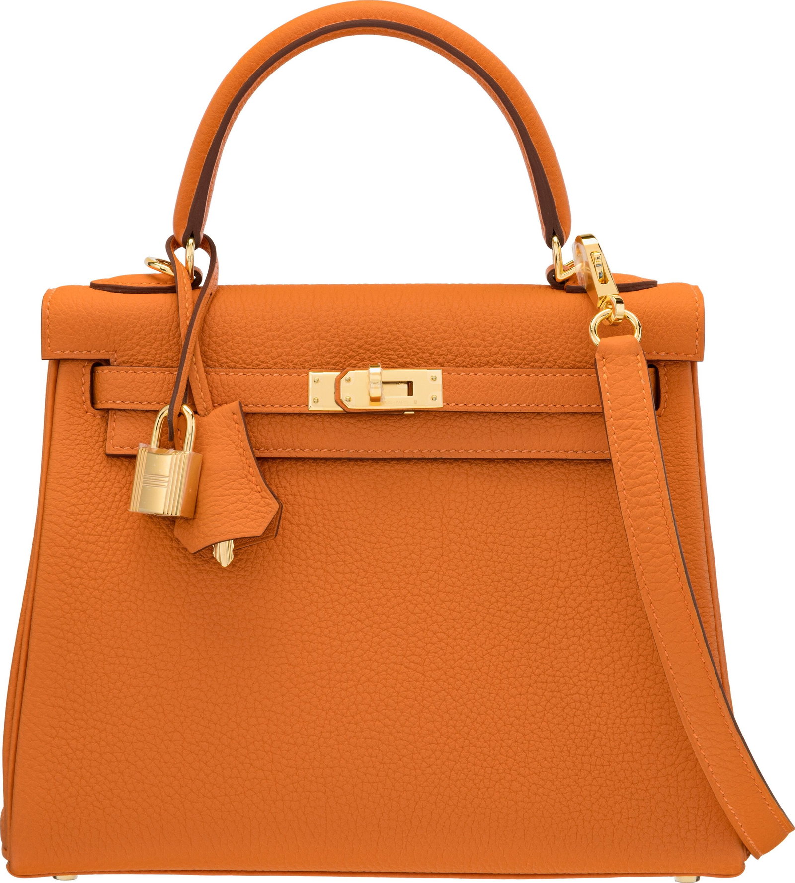 Hermès 25cm Orange Togo Leather Kelly Retourne : Hermès 25cm Orange Togo Leather Kelly Retourne Bag with Gold Hardware K, 2025 Condition: 1 9.25" Width x 7.5" Height x 4" Depth This bag is done in Orange Togo Leather