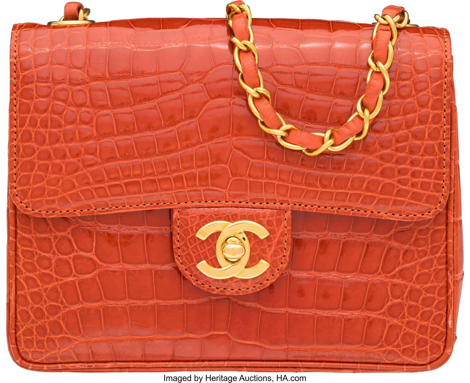 Chanel Vintage Shiny Orange Alligator Mini Squar (1 of 4)