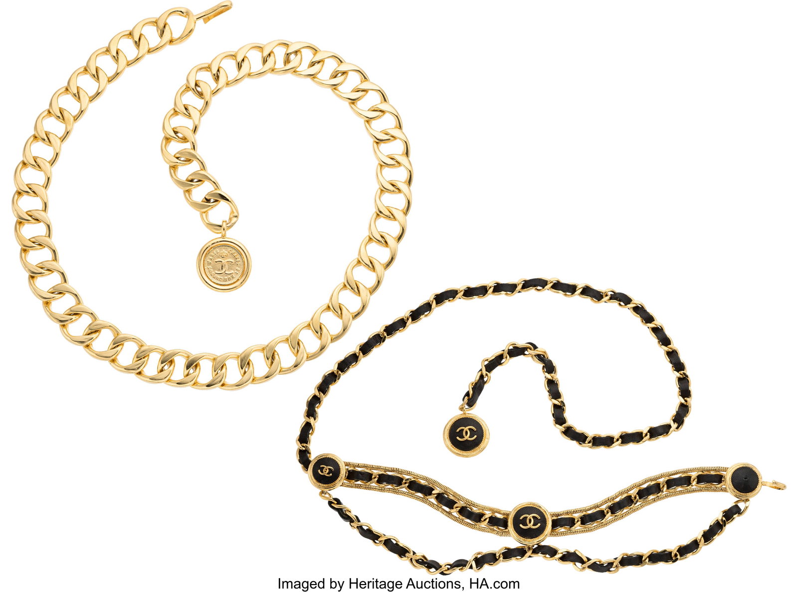 Chanel Set of Two: Vintage Chain Belt & Woven Ch (1 of 1)