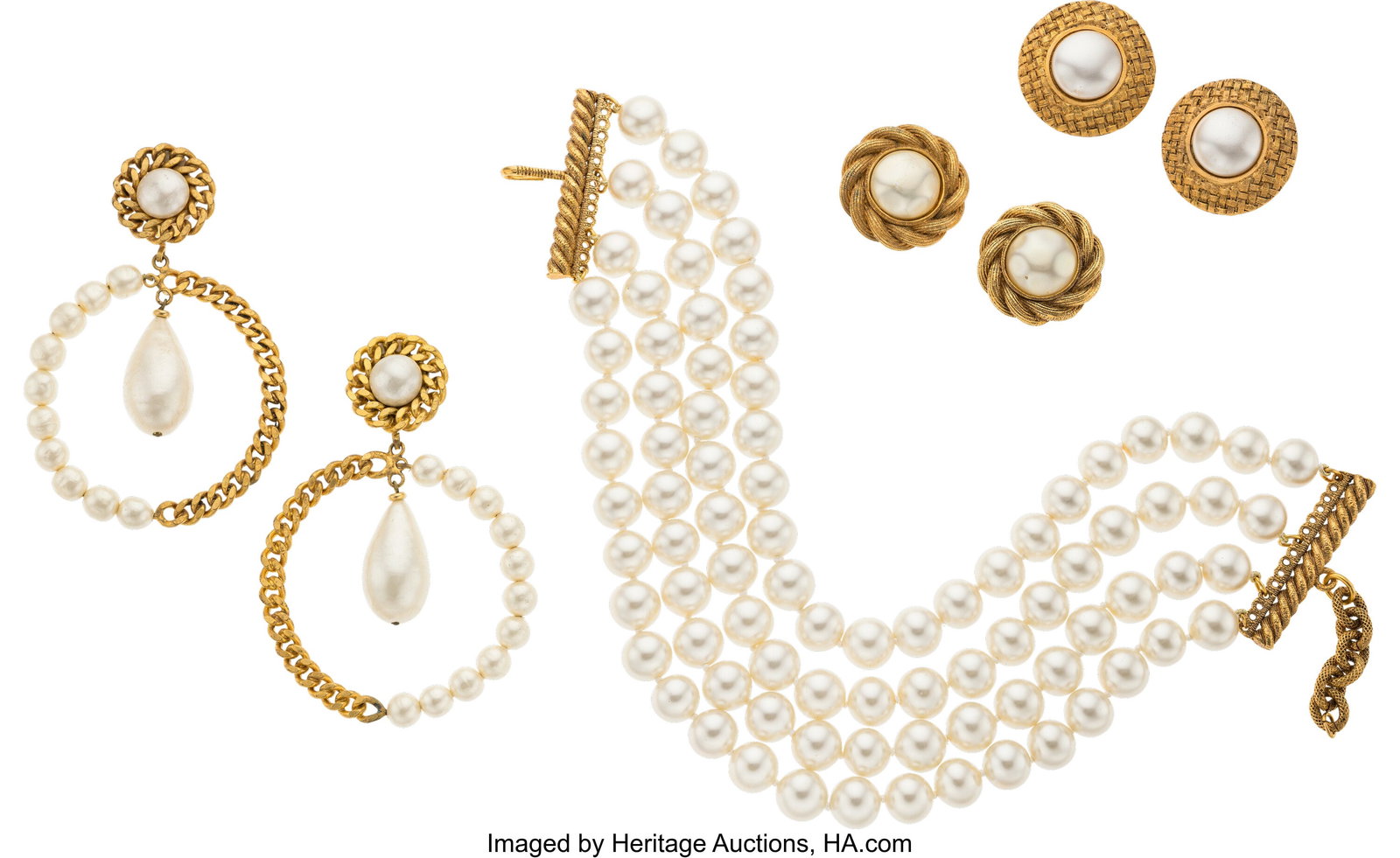Chanel Set of Four: Vintage Faux Pearl Choker &  (1 of 1)