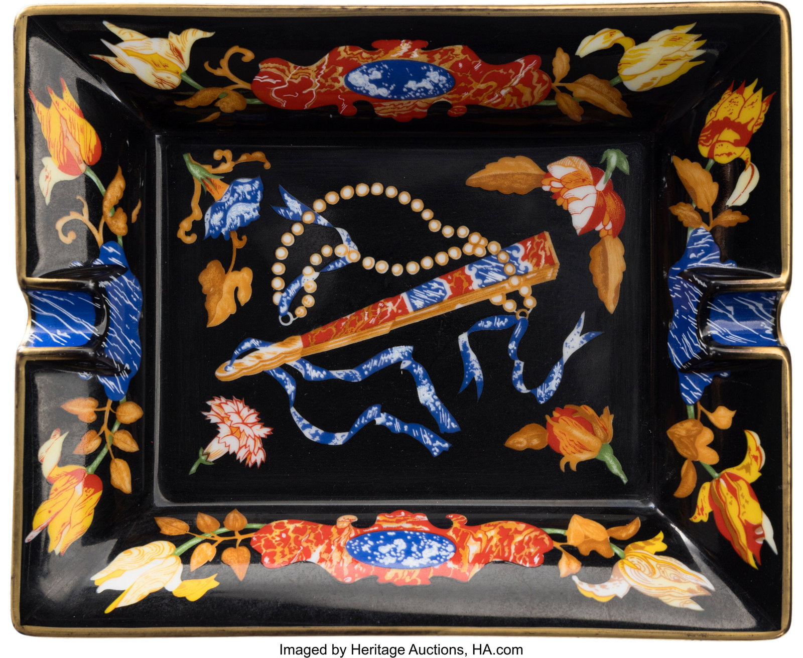 Hermès Folding Fan Porcelain Ashtray Condition: (1 of 2)