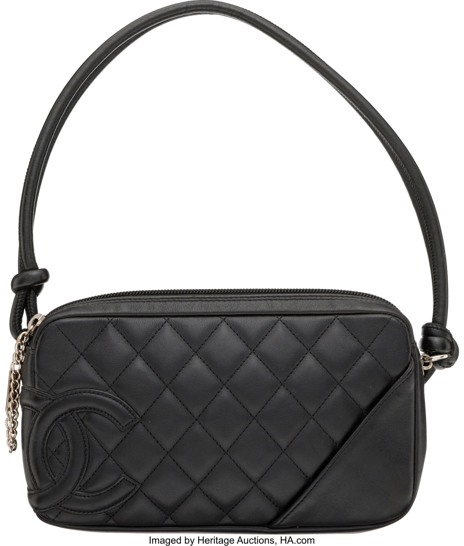 Chanel Black Quilted Calfskin Leather Cambon Poc: Chanel Black Quilted Calfskin Leather Cambon Pochette 2004-2005 Condition: 3 8.5" Width x 5" Height x 1.25" Depth This bag is done in Black Calfskin Leather with Silver Hardware&co