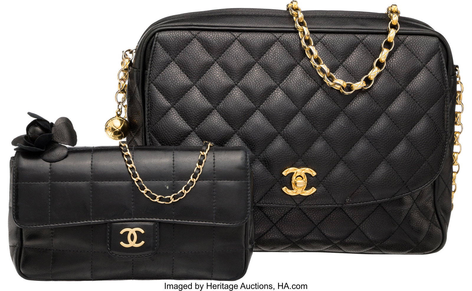 Chanel Set of Two: Vintage Mini Chocolate Bar Fl: Chanel Set of Two: Vintage Mini Chocolate Bar Flap Bag & Crossbody Bag See Extended Condition Report for Details. This set includes: Chanel Vintage Black Chocolate Bar Quilted L