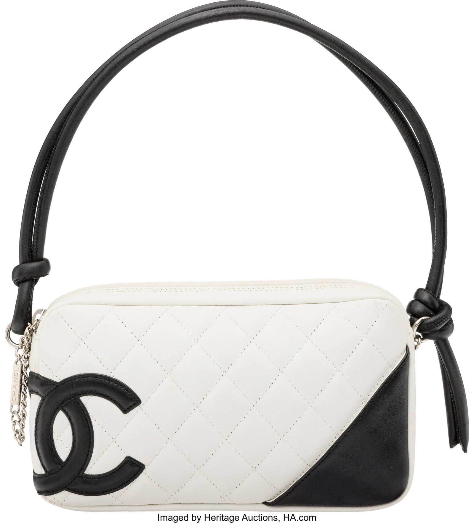 Chanel White & Black Quilted Calfskin Leather Ca (1 of 3)