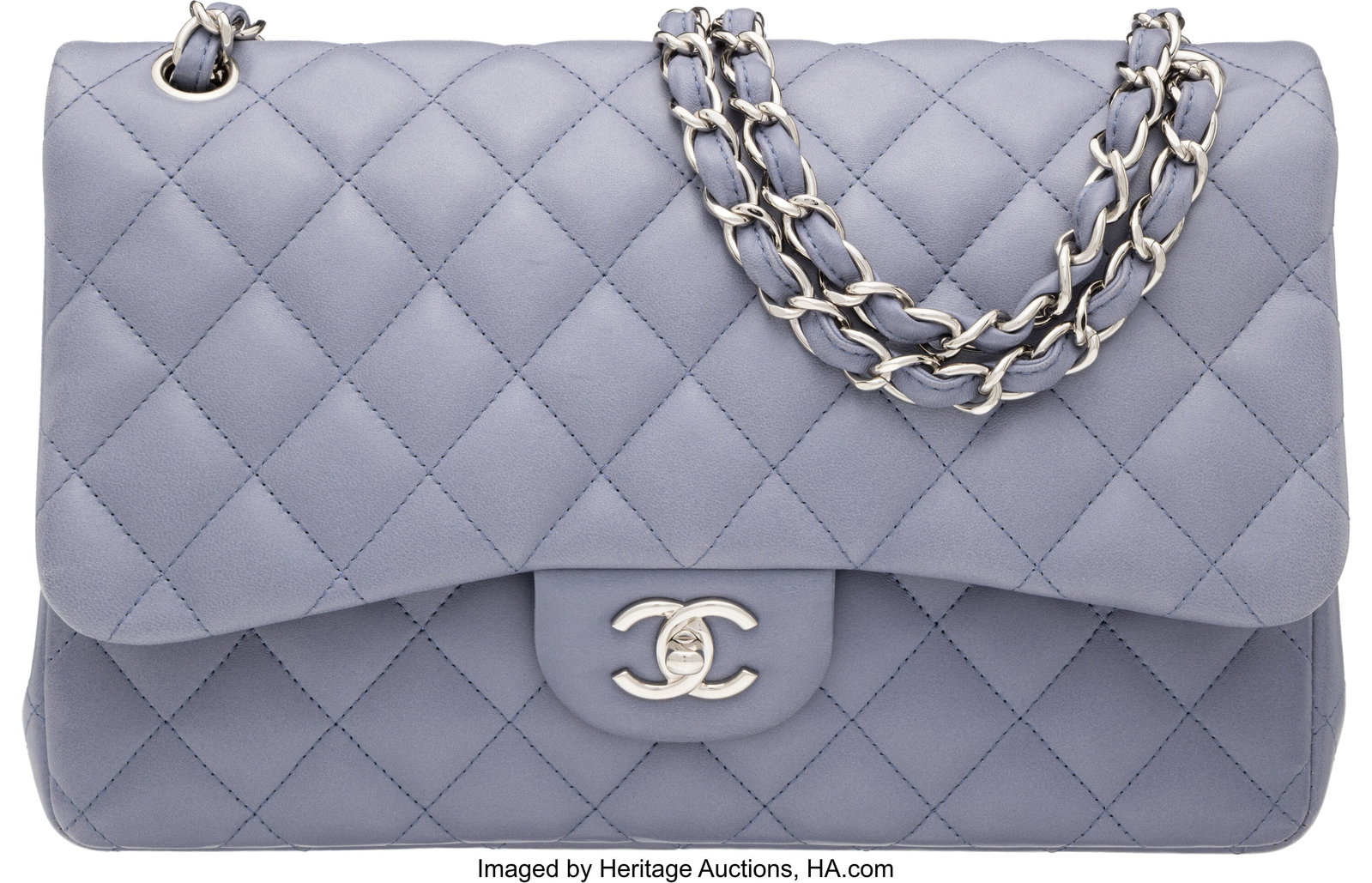 Chanel Purple Quilted Lambskin Leather Jumbo Cla (1 of 4)