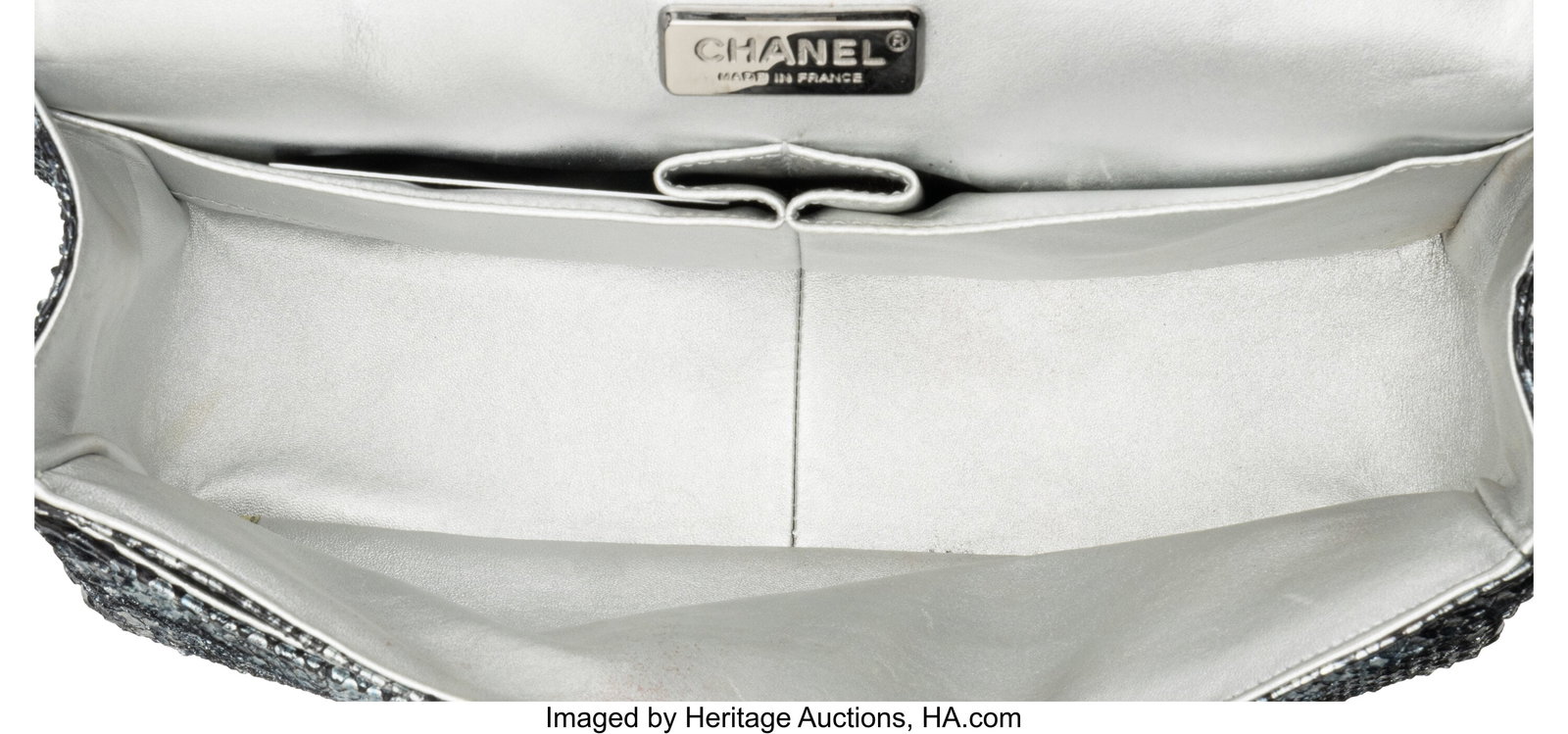 Chanel Metallic Black & Silver Python Jumbo Clas - 4