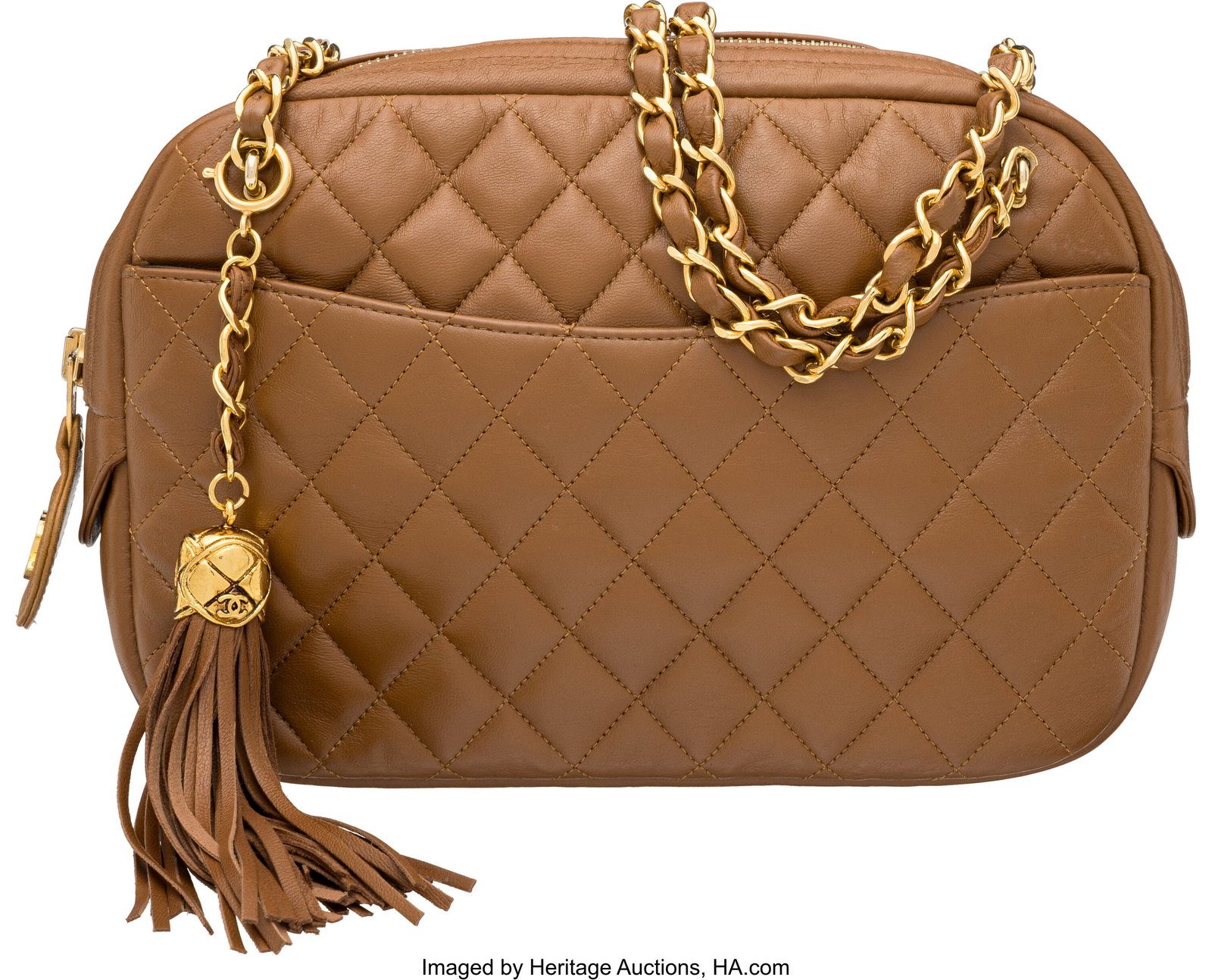 Chanel Vintage Caramel Quilted Leather Shoulder : Chanel Vintage Caramel Quilted Leather Shoulder Bag with Gold Hardware 1989-1991 Condition: 3 9" Width x 7" Height x 3" Depth This bag is done in Caramel Leather with Gold Hardware, featur